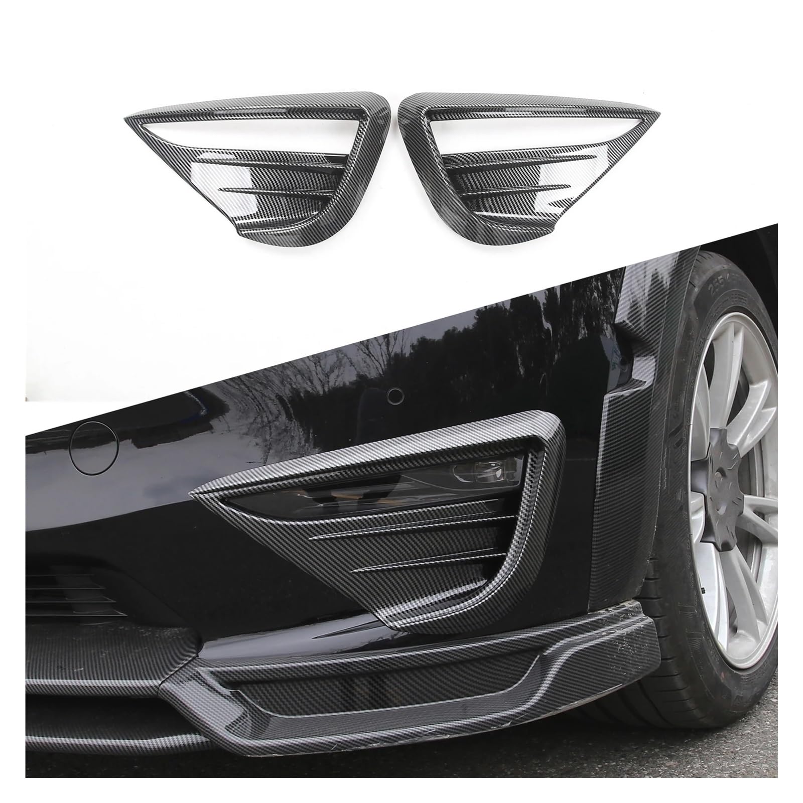 Heckflügel Für Tesla Für Modell 3 Y 2021 2022 2023 Nebel Lampe Spoiler Klinge Trim Schutzhülle Wind Messer ABS Dekoration Aufkleber Auto Zubehör Heckspoiler(Y Bright Carbon) von FIYFIOW