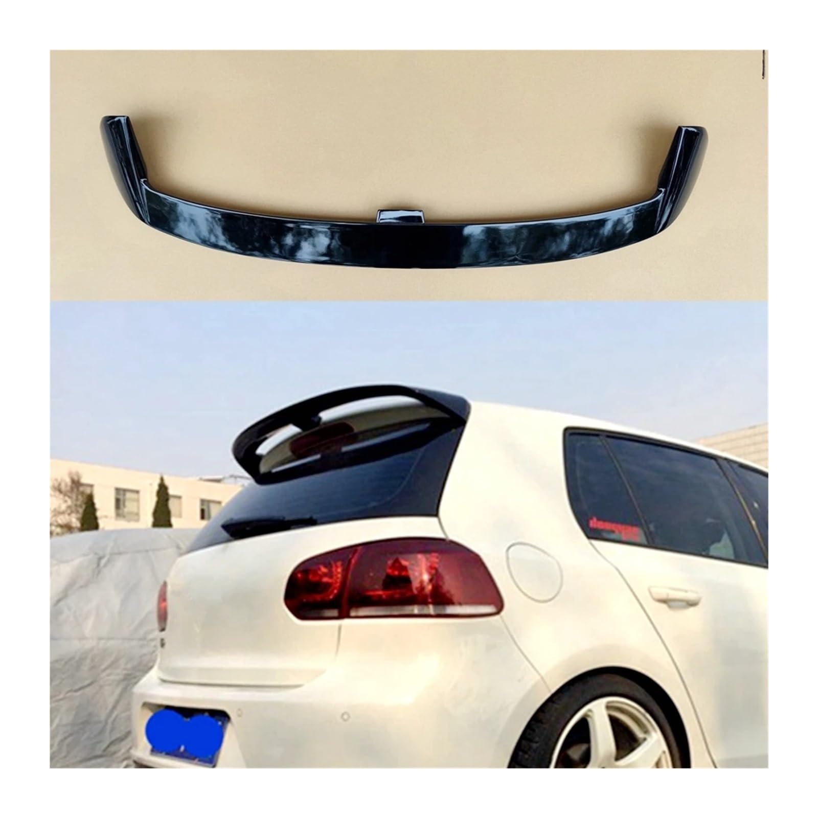 Heckflügel Für VW Für Golf 6 2010 2011 2012 2013 Dach Spoiler Dekoration Auto Styling ABS Kunststoff Unlackiert Primer Hinten Stamm Spoiler Flügel Heckspoiler(Carbon Color) von FIYFIOW