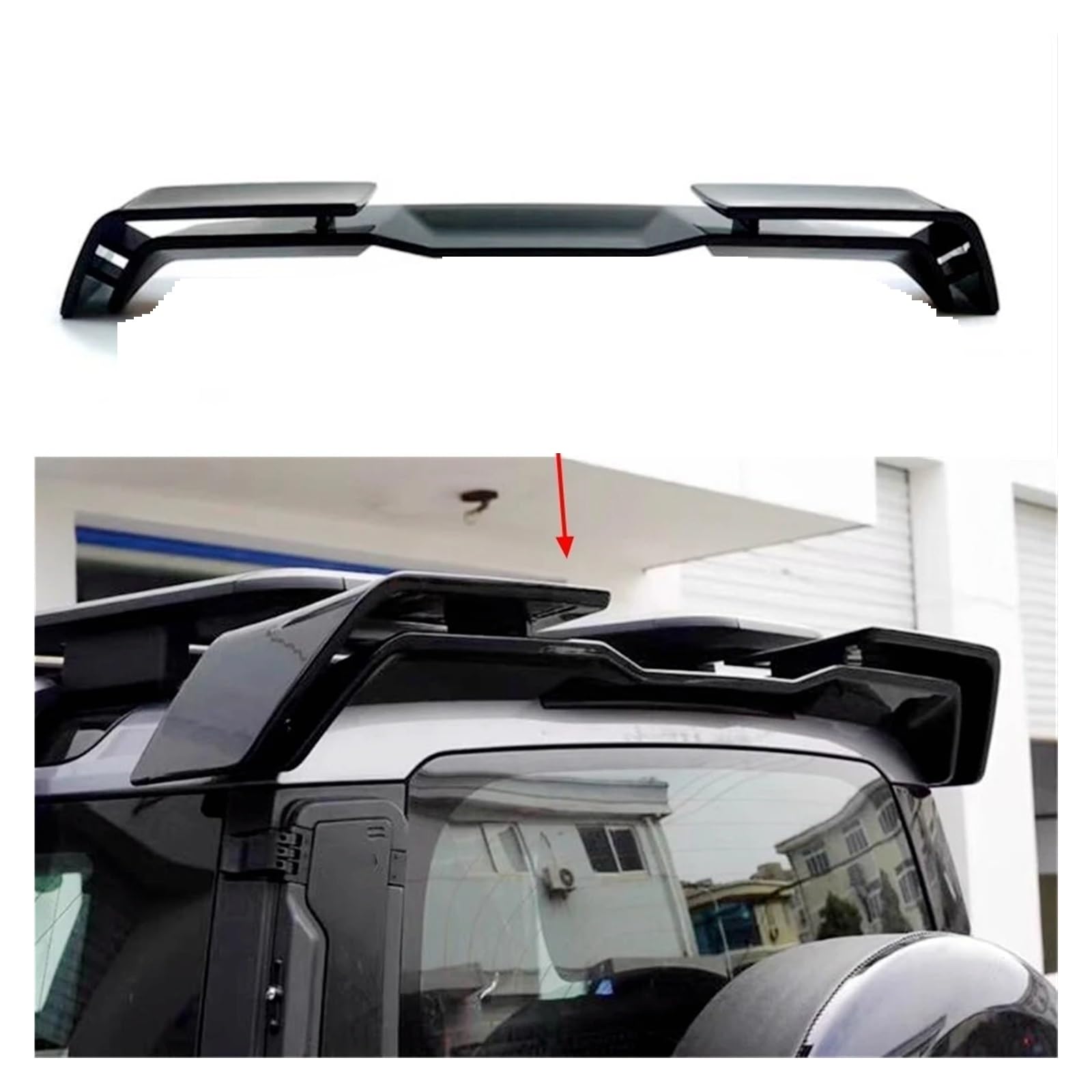 Heckflügel Hinten Stamm Spoiler Für Land Für Rover Für Defender 90/110 2020 2021 2022 2023 ABS Schwarz Hinten Stamm Lip Dach Spoiler Splitter Top Flügel Heckspoiler(Garbon Fiber Look) von FIYFIOW