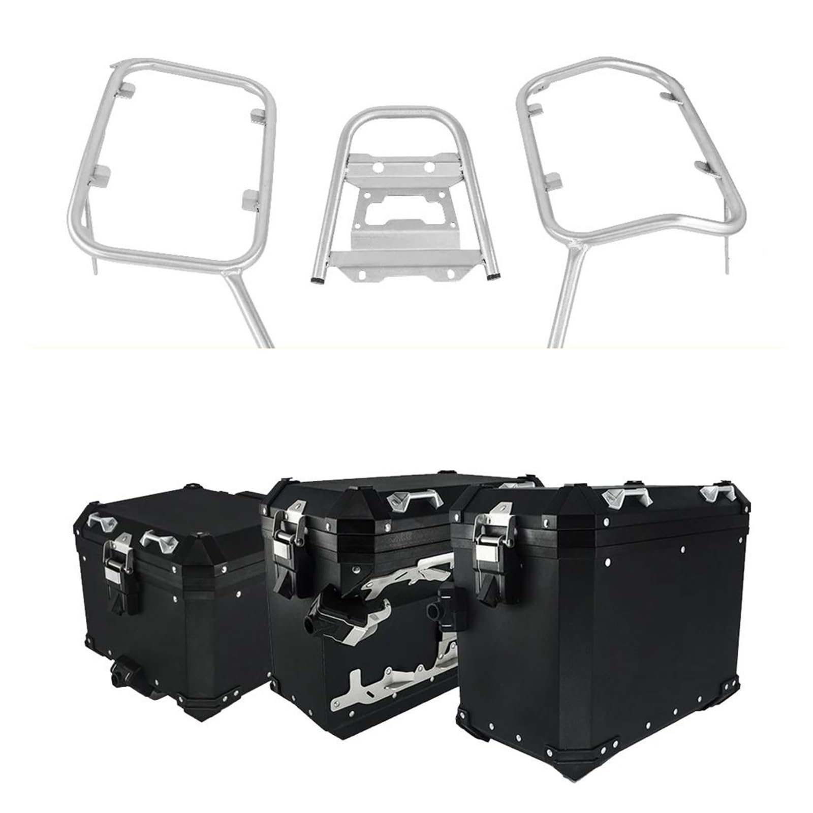 Hinterradgepäckträger Für XADV 750 Für XADV750 2017-2019 2020 Edelstahl Halterung Motorrad Packtaschen Top Case Aluminium Satteltasche Rack Gepäck Box Gepäck Rack(One Set-BK) von FIYFIOW