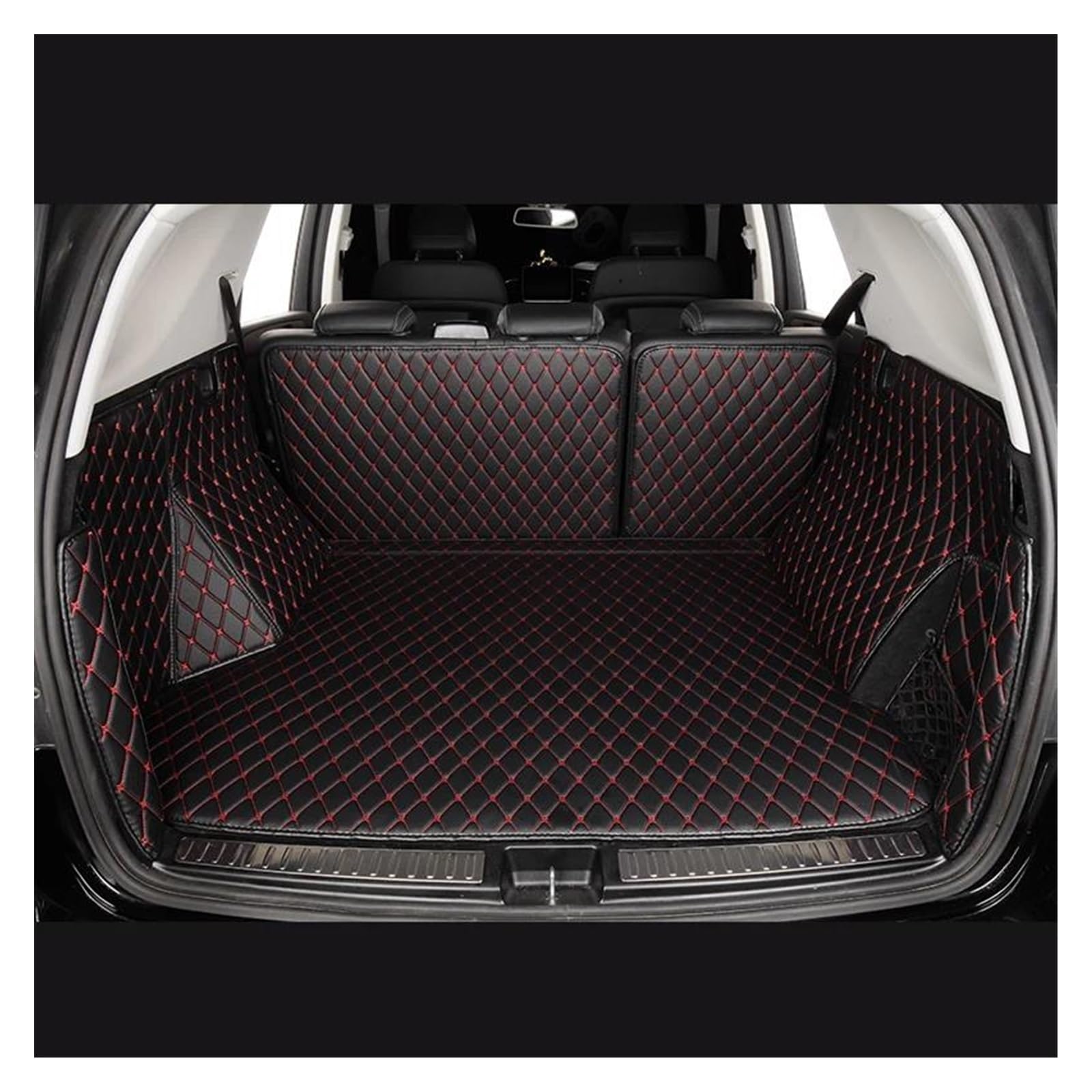 Kofferraummatte Kofferraum Schutzmatte 5 Sitze Für Dacia Für Jogger 2021 2022 2023 2024 Auto Cargo Liner Pads Auto Boot Teppich Custom Car Trunk Matten(Black red) von FIYFIOW