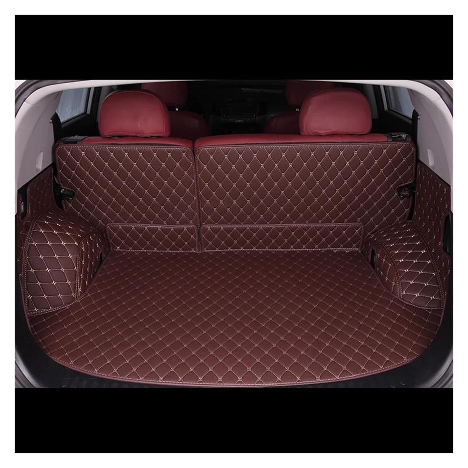 Kofferraummatte Kofferraum Schutzmatte 5 Sitze Für Dacia Für Jogger 2021 2022 2023 2024 Auto Cargo Liner Pads Auto Boot Teppich Custom Car Trunk Matten(Wine red) von FIYFIOW