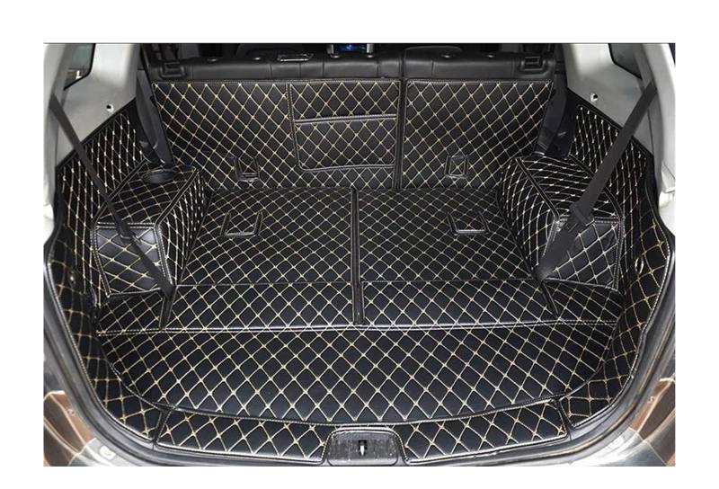 Kofferraummatte Kofferraum Schutzmatte 7 Sitze Für Chevrolet Für Captiva Benutzerdefinierte Kofferraummatten Leder Cargo Liner Boot Teppiche Hinten Innendekoration Zubehör Abdeckung(Black with beige) von FIYFIOW