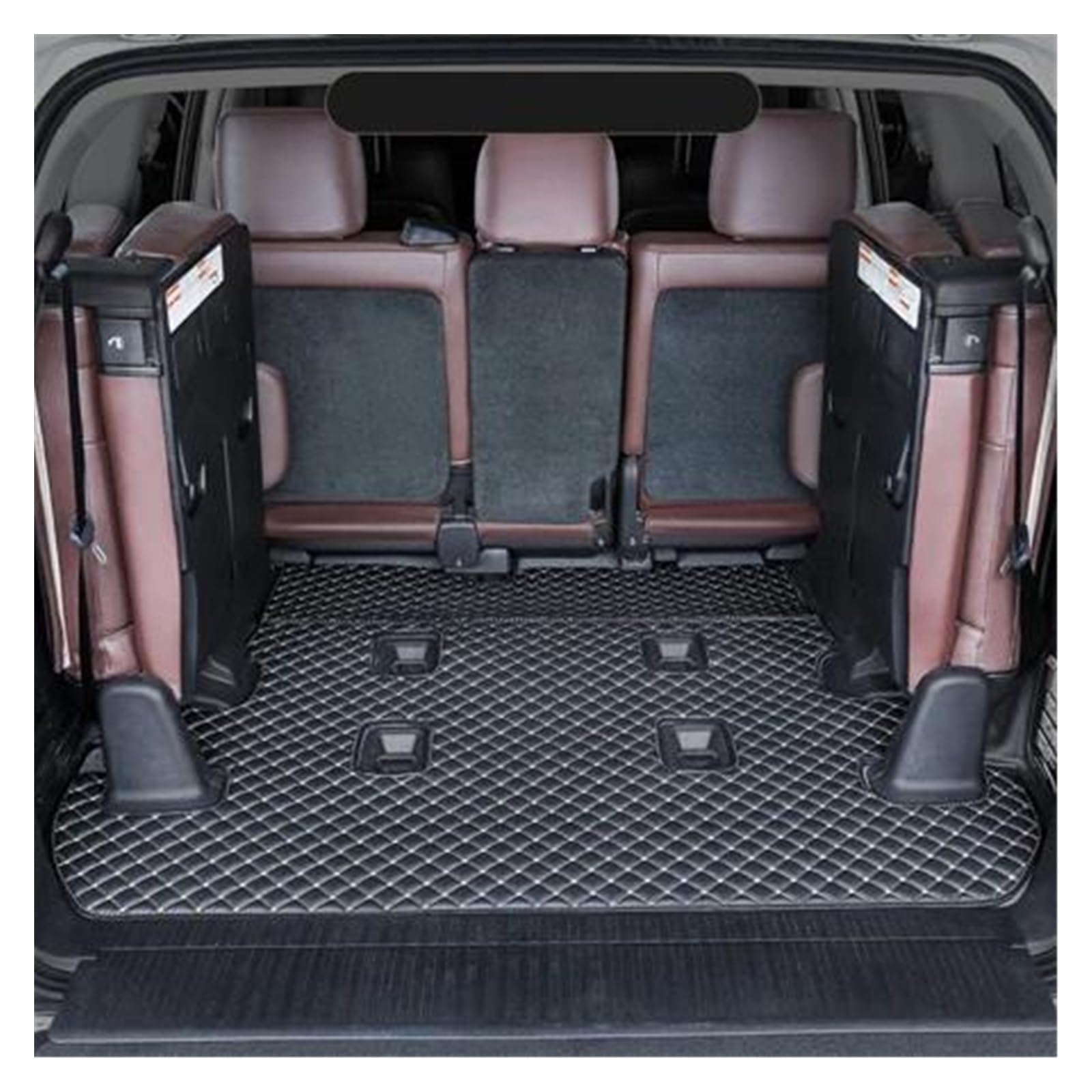 Kofferraummatte Kofferraum Schutzmatte Auto-Kofferraummatten Leder Für Land Für Cruiser 200 2017 2018 Anti-Schmutz-Schutzschale Cargo Liner Zubehör Styling(Black beige,A) von FIYFIOW