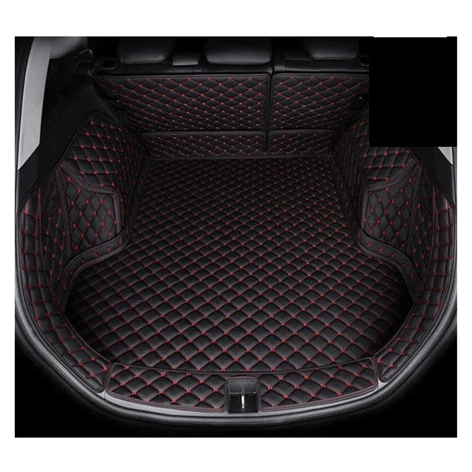 Kofferraummatte Kofferraum Schutzmatte Auto Stamm Matte Für Tesla Für Modell 3 2019 2020 2021 Leder Cargo-Liner Zubehör Innen Boot(A Black red) von FIYFIOW