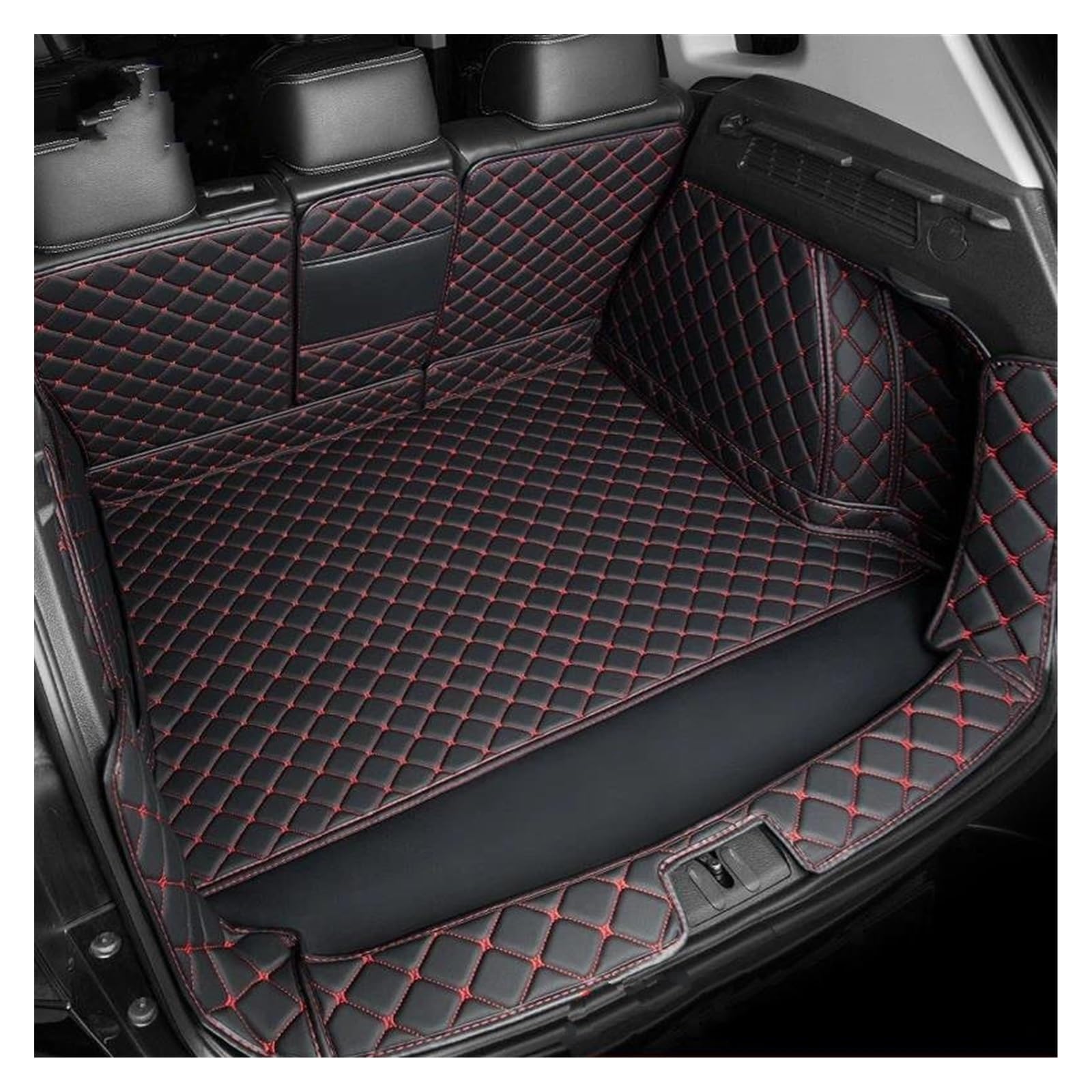 Kofferraummatte Kofferraum Schutzmatte Für Tesla Für Modell 3 2024 PU Leder Kofferraummatten Cargo Liner Verdickter Schwamm Autozubehör(Plaid C) von FIYFIOW