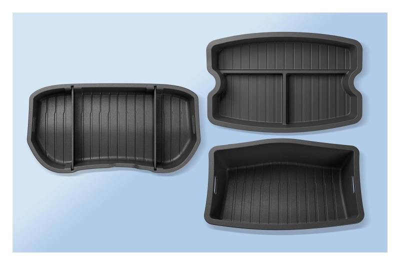 Kofferraummatte Kofferraum Schutzmatte Für Tesla Für Modell 3 Aufbewahrungsbox Den Vorderen Kofferraum Organizer-Ablagematte Für Highland 2024 Aufbewahrungspad Den Hinteren Kofferraum(Front rear 3PCS) von FIYFIOW