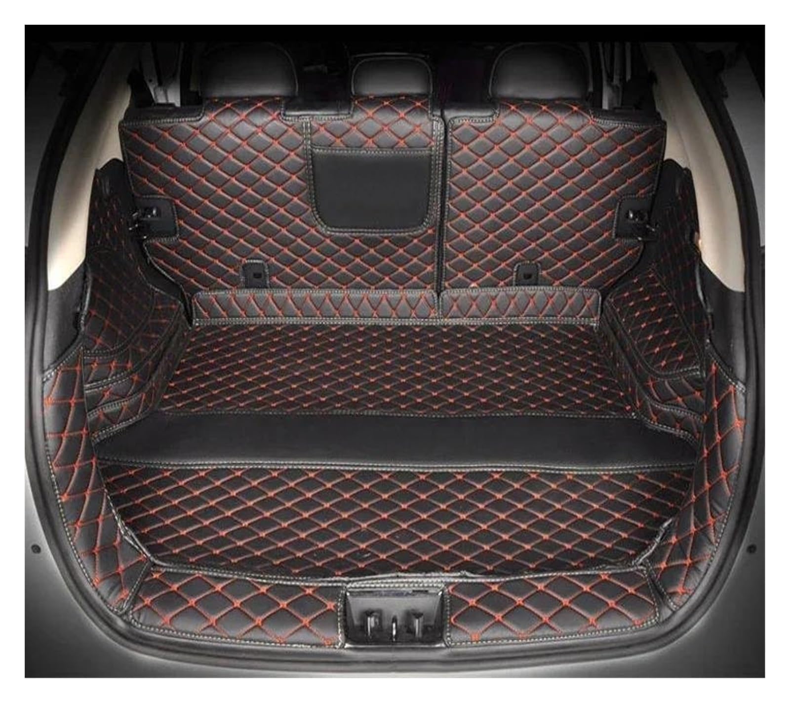 Kofferraummatte Kofferraum Schutzmatte Für Volvo Für XC90 Fünfsitzer 2010-2019 2020 2021 2022 2023 Cargo Liner Teppich Innenzubehör Abdeckung High Side Custom Car Kofferraummatte(Black red4,No stora von FIYFIOW