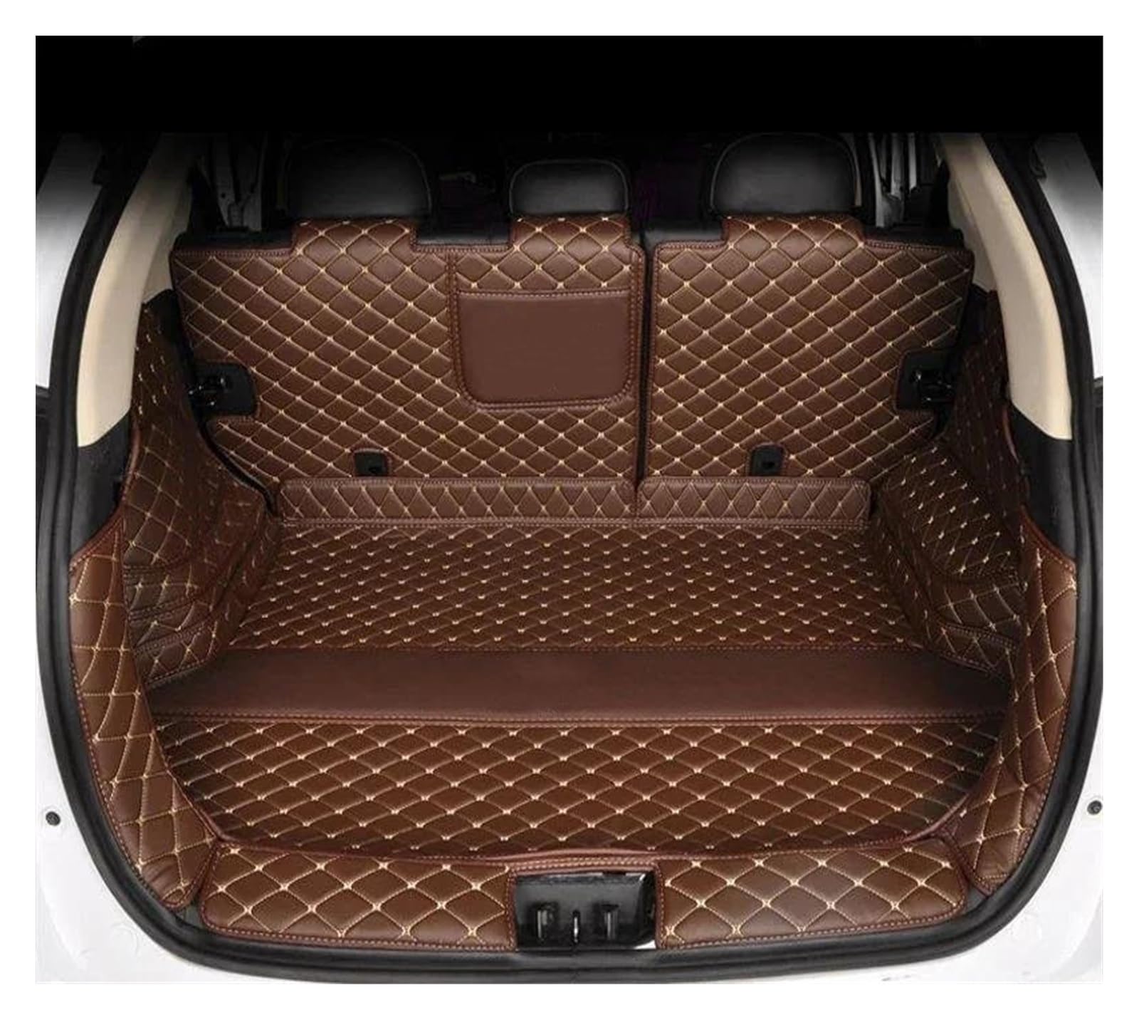 Kofferraummatte Kofferraum Schutzmatte Für Volvo Für XC90 Fünfsitzer 2010-2019 2020 2021 2022 2023 Cargo Liner Teppich Innenzubehör Abdeckung High Side Custom Car Kofferraummatte(Coffee2,with storag von FIYFIOW