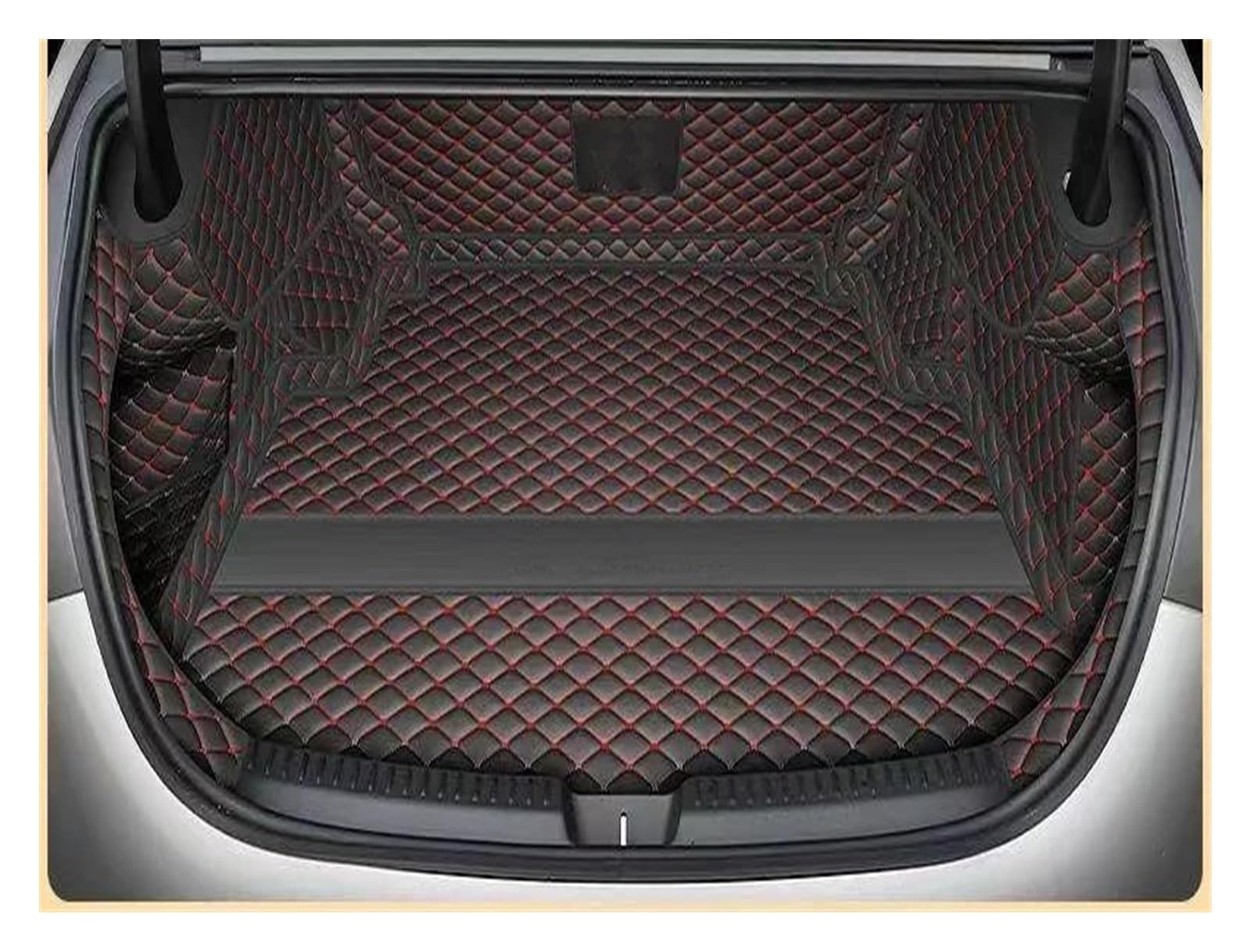 Kofferraummatte Kofferraum Schutzmatte Kofferraumschutzmatte Für Benz E-Klasse 2024 PU-Leder Innenabdeckung Teilpolster Autozubehör Auto-Styling(W Black red) von FIYFIOW