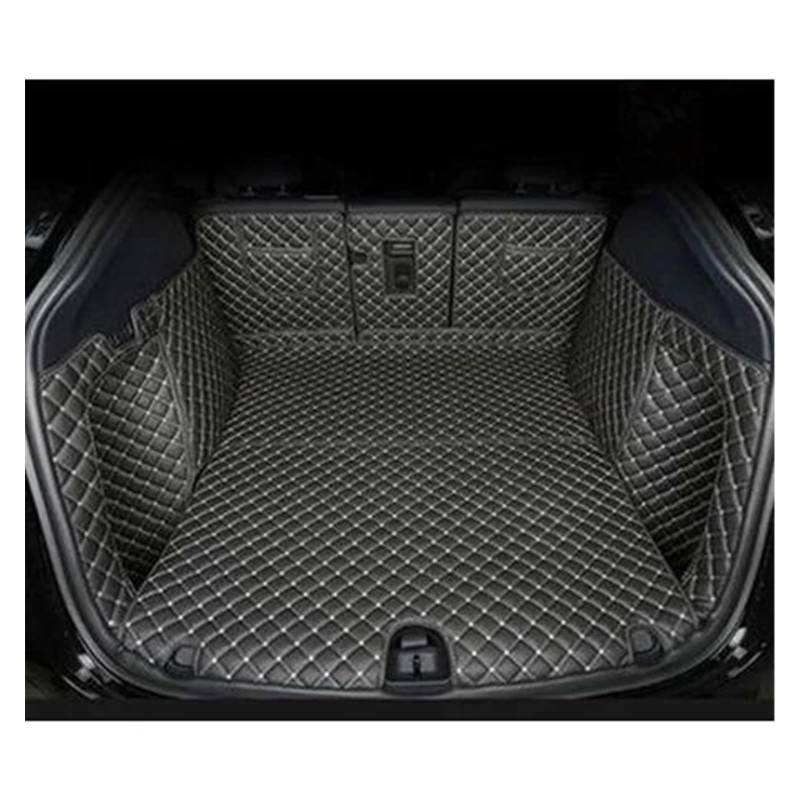 Kofferraummatte Kofferraum Schutzmatte Komplettes Set Kofferraummatten Für Tesla Für Modell Y 2020 2021 2022 wasserdichte Cargo Liner Matten Boot Teppiche(Black beige) von FIYFIOW