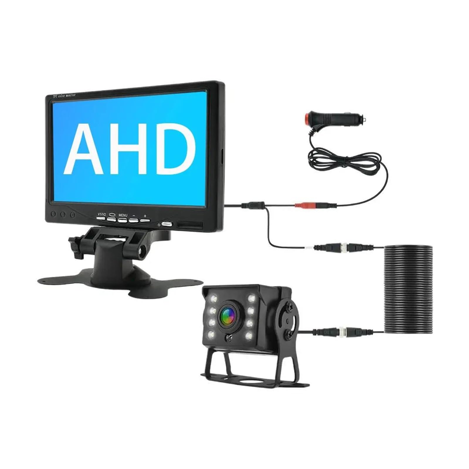 Rückansichtskamera AHD 1080P 7 Zoll HD Bildschirm 1024 * 600 Universal Auto Rückansicht Kamera Mit Monitor Für LKW Bus Einparkhilfe Wasserdicht Reverse Kamera(HK 10M Cable) von FIYFIOW