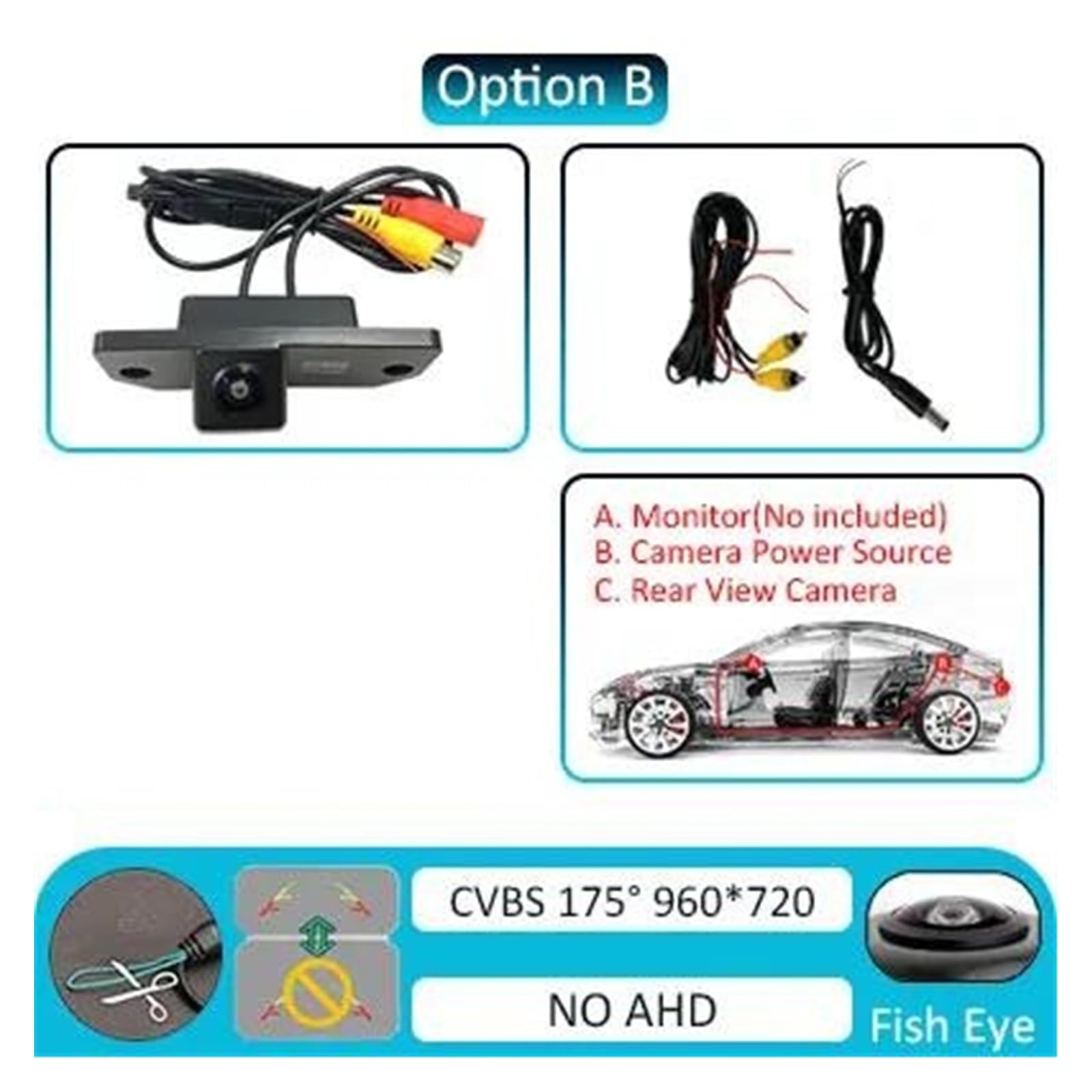 Rückansichtskamera AHD Hd 1080P 180 Grad Auto Rückansicht Kamera Für Ford Für Focus 2 Limousine Für C-Max 2003-2011 Fahrzeug Rückfahr wasserdichte Nachtsicht Reverse Kamera(Static-175) von FIYFIOW