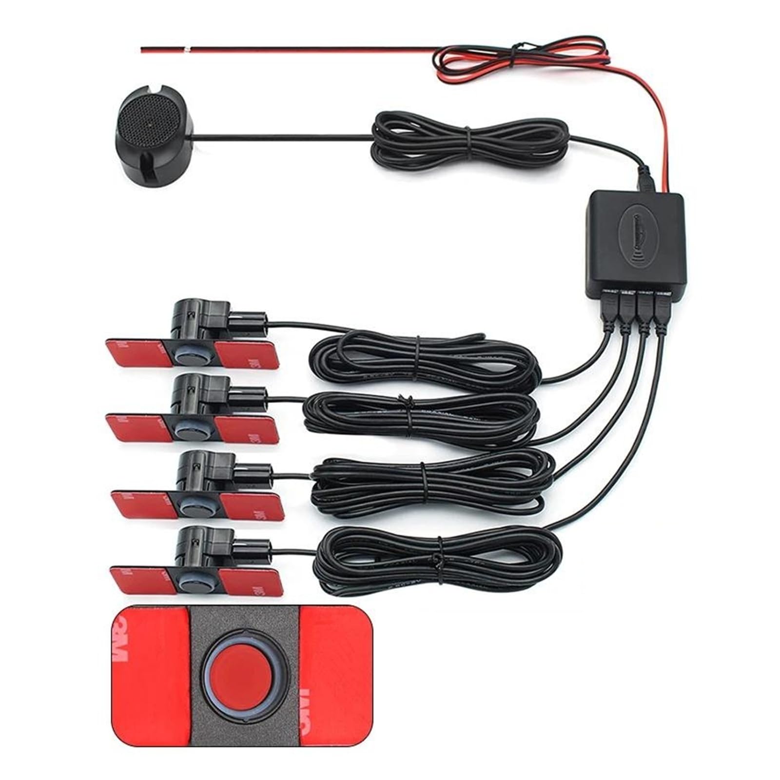 Rückansichtskamera Auto-Parksensor-Assistent 13 Mm Flache Sensoren Rückwärtsradarton Summer Alarmton Schwarz/Silber/Weiß Reverse Kamera(Red Sensors) von FIYFIOW