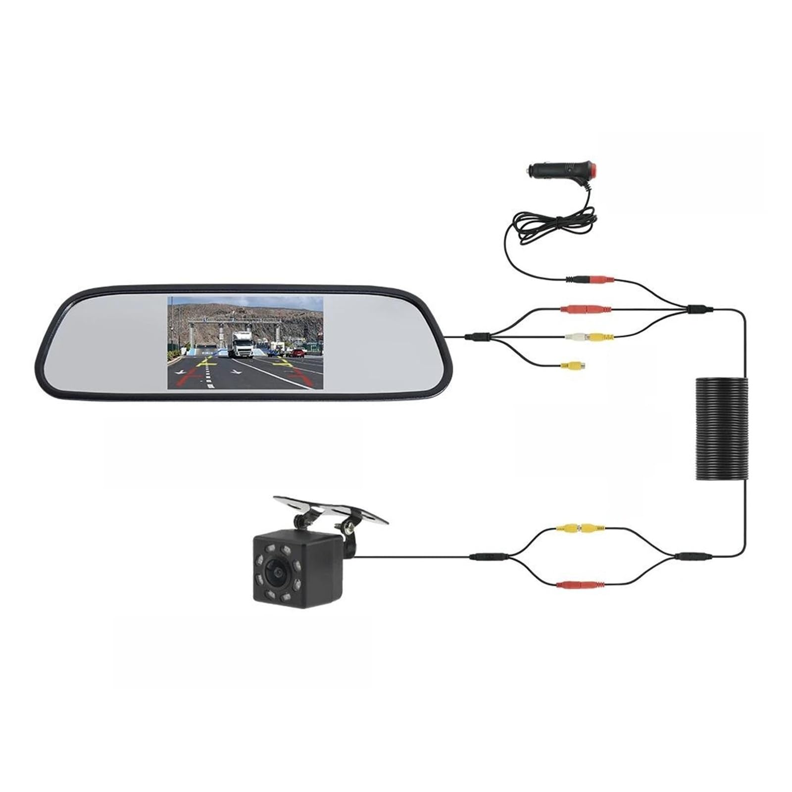 Rückansichtskamera Auto-Rückfahrkamera Mit Spiegelmonitor 4.3-Zoll-Bildschirm HD-Rückfahrkamera Für Das Parken Von Fahrzeugen Rückspiegelkamera Reverse Kamera(431A-CL-8LED-7M) von FIYFIOW