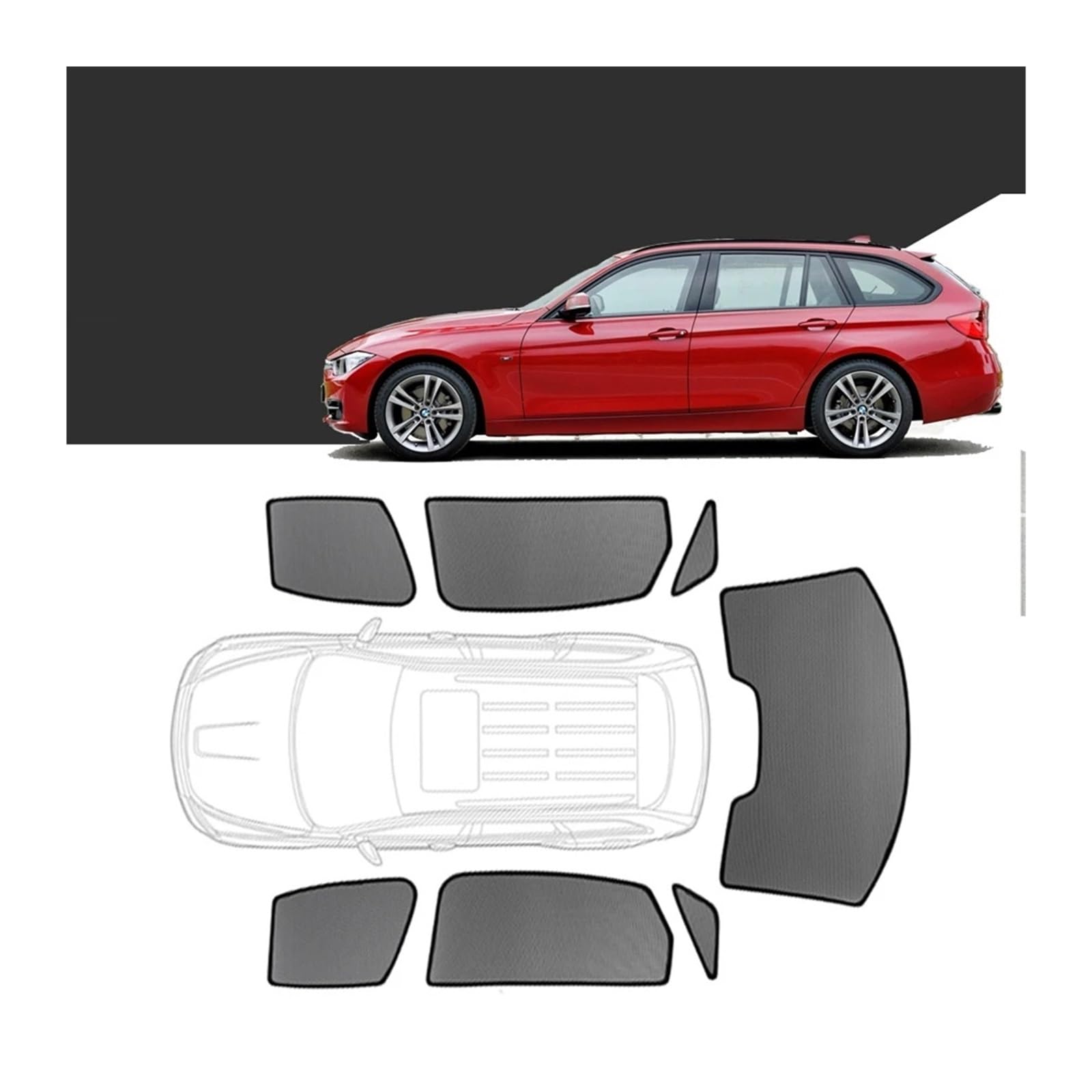 Sonnenblende Auto Für 3er-Serie Für Touring Für F31 2012–2019 Individueller Magnetischer Autofenster-Sonnenschutz Wagon-Vorhang Netz-Frontscheiben-Rahmenvorhang Sonnenschutz Vorhang(6PCS Whole Set) von FIYFIOW