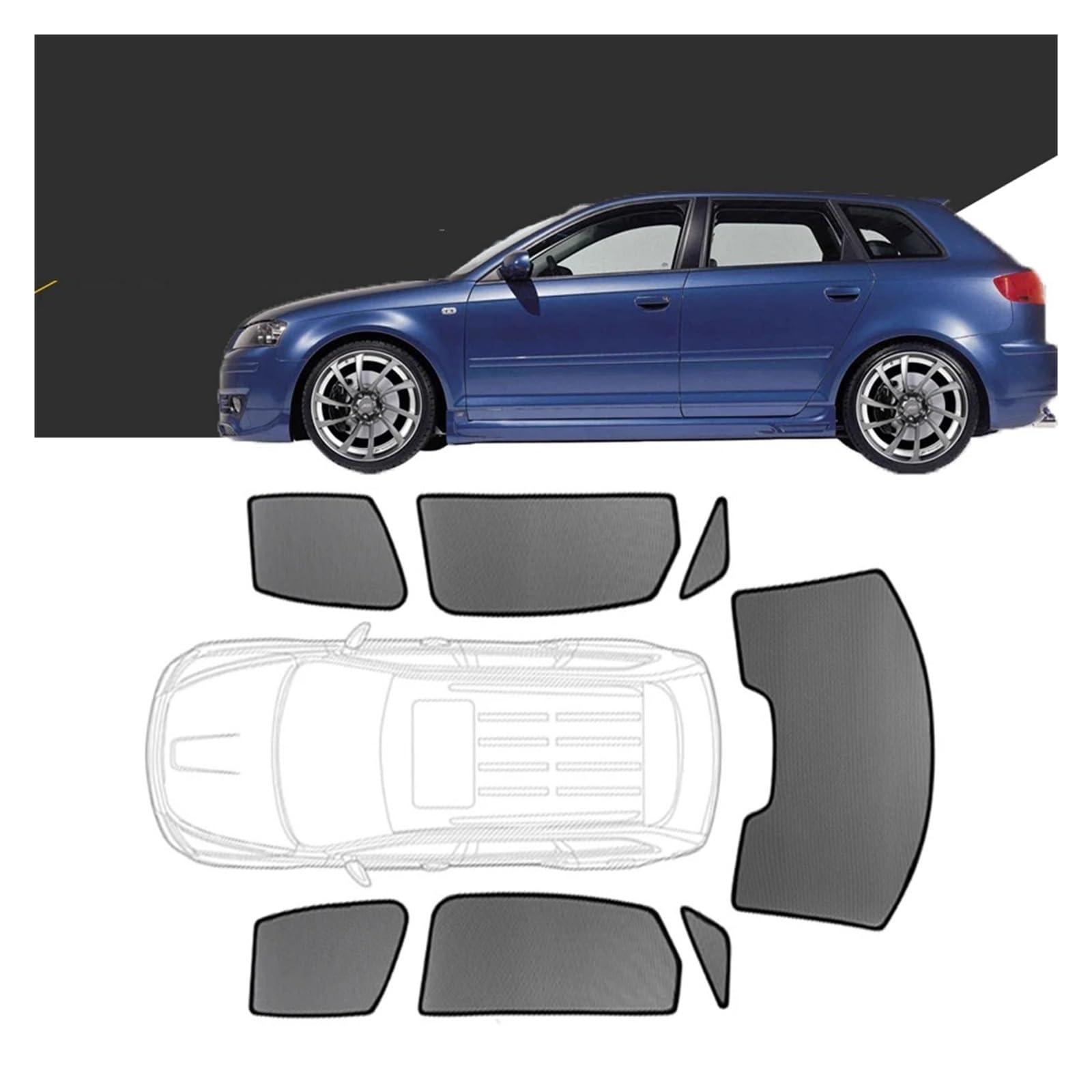 Sonnenblende Auto Für A3 Sportback Fließheck 8P 2003-2013 Benutzerdefinierte Magnetische Autofenster Sonnenschutz Vorhang Mesh Frontscheibe Rahmen Vorhang Sonnenschutz Vorhang(7PCS Whole Set) von FIYFIOW