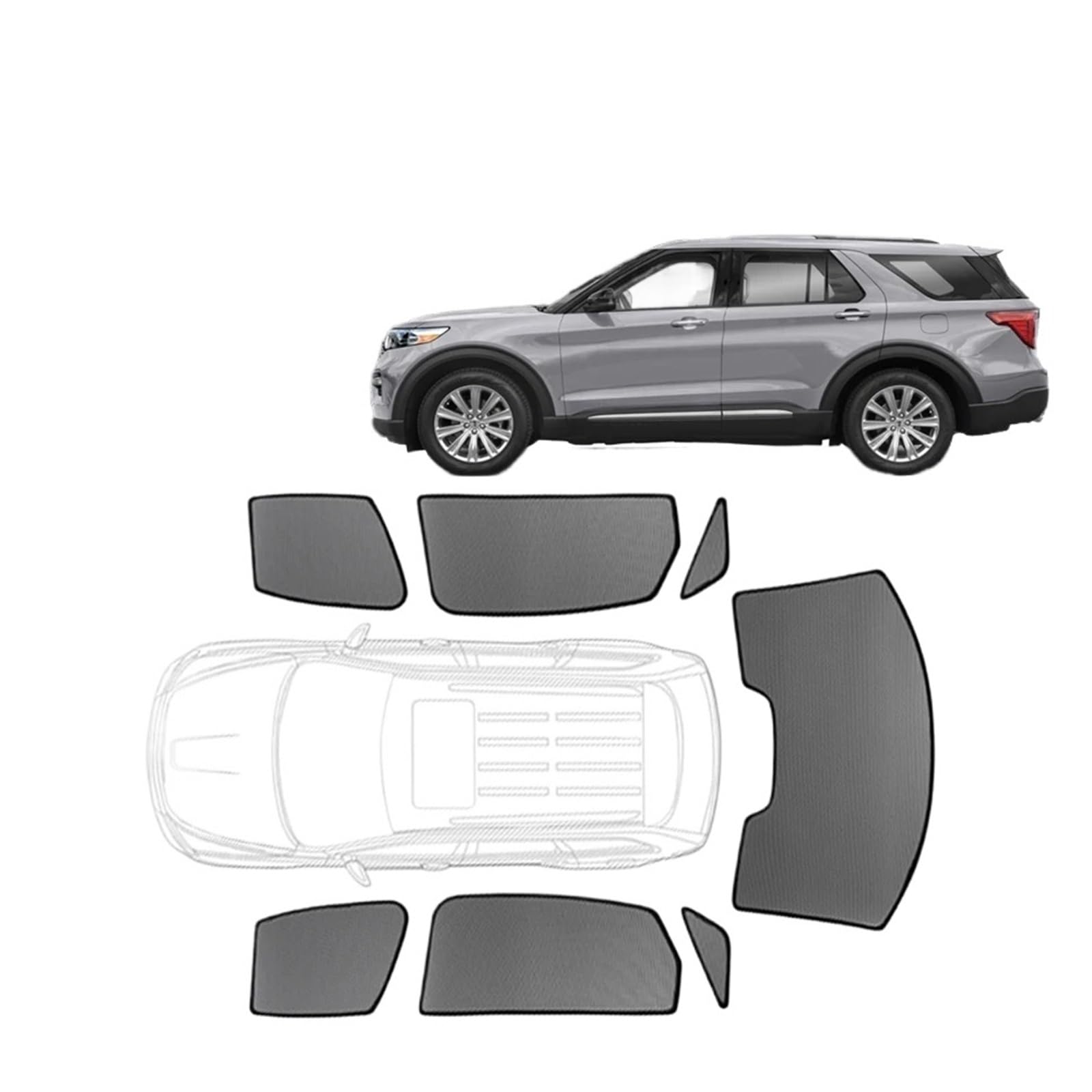 Sonnenblende Auto Für Ford Für Explorer U625 2020-2023 6th Gen SUV Benutzerdefinierte Magnetische Auto Fenster Sonnenschutz Vorhang Mesh Front Windschutzscheibe Rahmen Sonnenschutz Vorhang(7PCS Whole von FIYFIOW