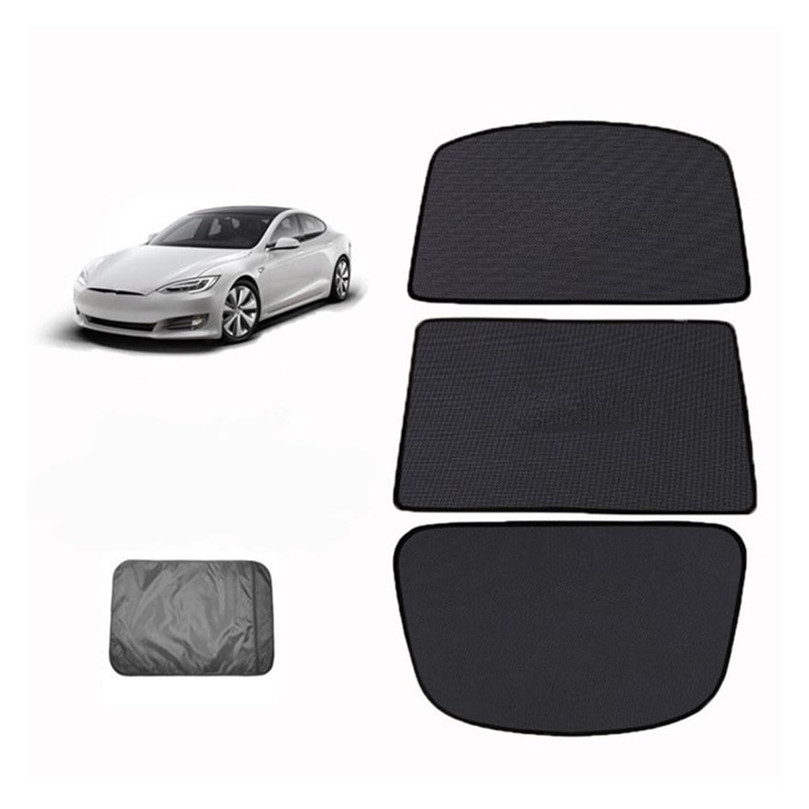 Sonnenblende Auto Für Tesla Für Modell S Auto Glas Dach Sonnenschirm Vorne Hinten Schiebedach Windschutzscheibe Dachfenster Rollo Schatten Net UV Schutz Innen Abdeckung Sonnenschutz Vorhang(3pcs Set) von FIYFIOW