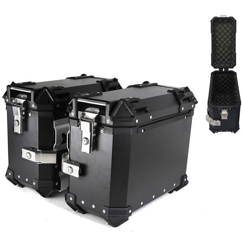 FJAUOQ Topcase Motorrad Motorradkoffer Seitenkoffer Touring 38L Top Case Motorrad Roller Aluminium Rollerkoffer Topcase Koffer Hard Satteltaschen,Schwarz,38L von FJAUOQ