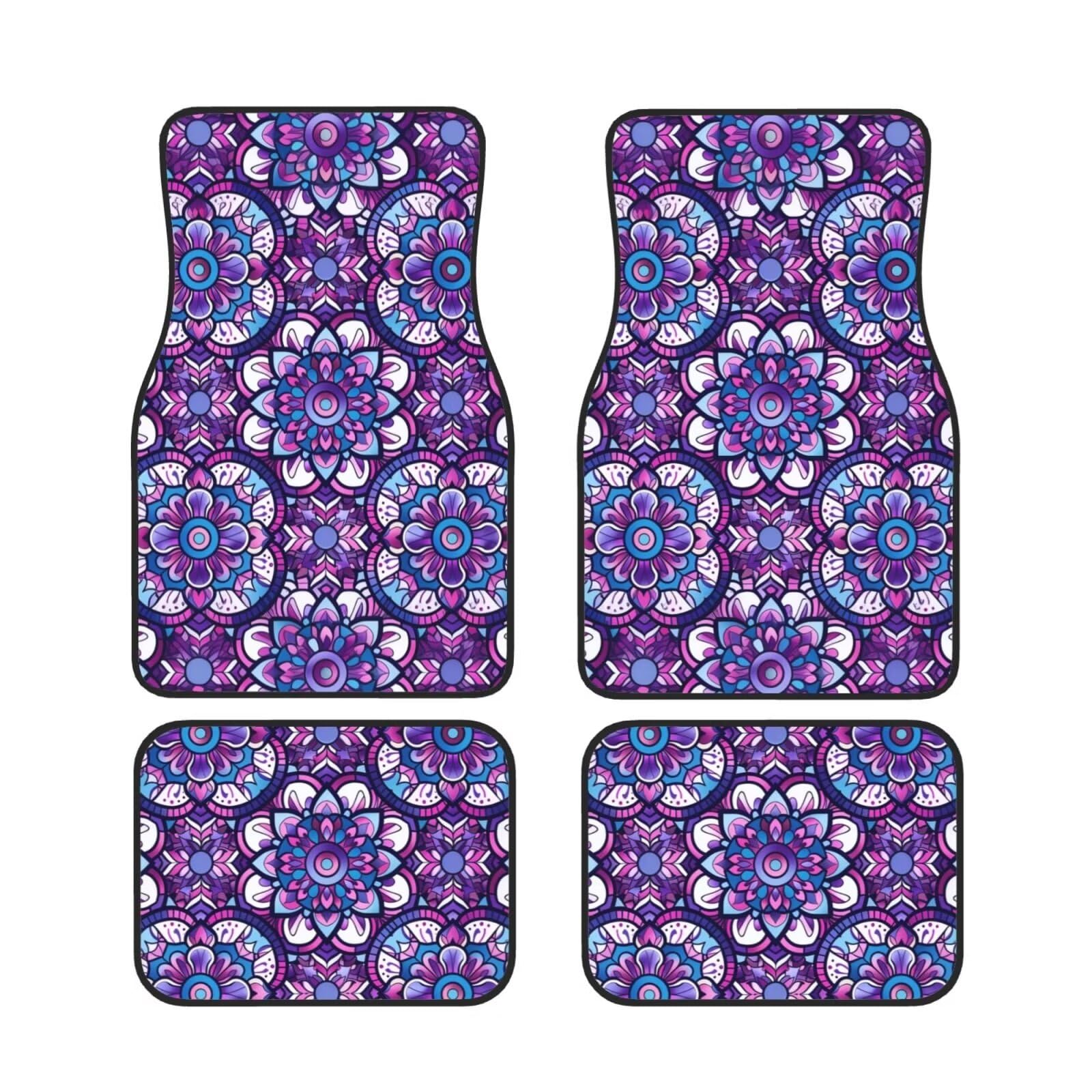 Hippie Pilz Druck Auto Fußmatten für vorne & hinten Niedlicher Teppich Komplettes Set von 4 Auto LKW SUV Fußmatten Grün Blatt Liner Teppich Allwetter Heavy Duty Bodenschutz Floral Daisy von FJAUOQ