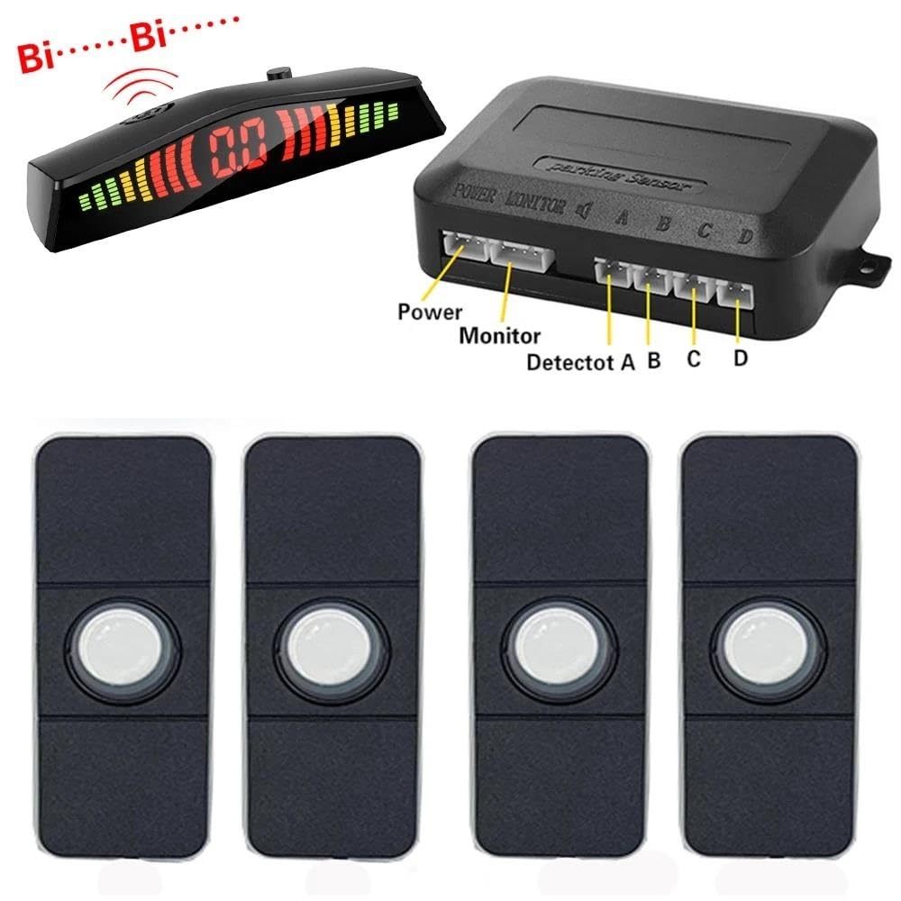 Parksensoren 13mm Parkplatz Sensor Park Tronic Kit Mit Schalter Mit Bildschirm Umkehr Radare Detektor Alarm Parkplatz Sensoren Parkhilfe(Weiss) von FJGIGN