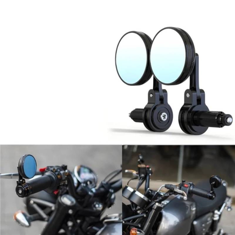 FJHEBIOUB Lenkerenden-Rückspiegel Für H&ONDA CB650R/CM500 Für Y&AMAHA XSR900 Für KA&WA&SA&KI Z650RS/Z900RS VU&LC&AN Motorrad 22MM Retro Lenker Rückspiegel Seitenspiegel von FJHEBIOUB