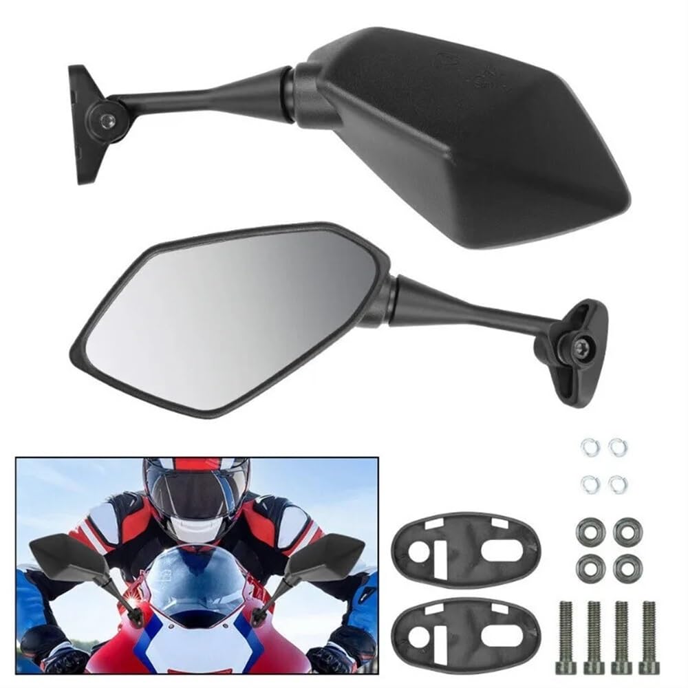 FJHEBIOUB Lenkerenden-Rückspiegel Für H&ONDA CBR250R Für Y&AMAHA YZF R1 R6 R25 R15 R125 R3 R1S R1M FZ6R Motorrad Roller Rückspiegel(Carbon Fiber Exterior) von FJHEBIOUB