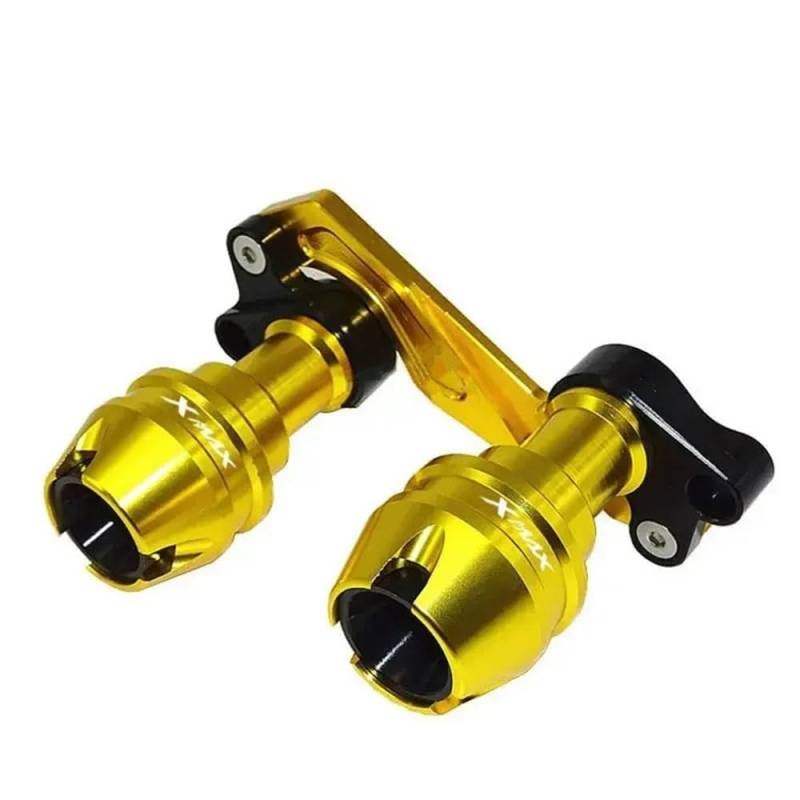 FJHEBIOUB Motorrad Schieberegler Sturzschutz Für XMAX300 Xmax 300 Zubehör Vorderrad Gabel Rad Anti-kollision Schutz Anti-Fallen Auspuffrohr Rahmen Slider(Gold 2) von FJHEBIOUB