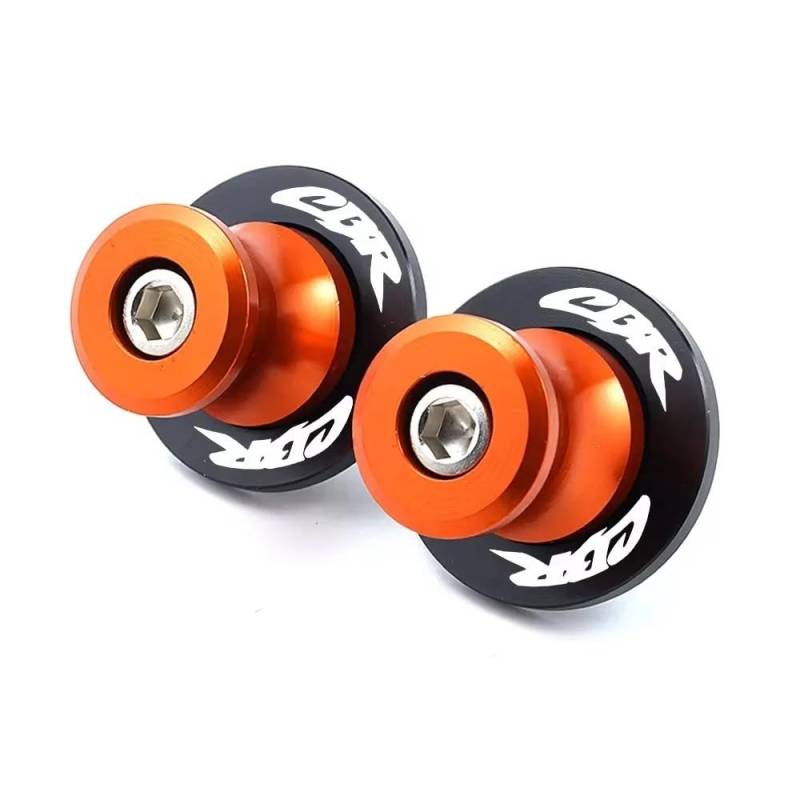 FJHEBIOUB Motorrad Schwinge Sliders Spulen Für CBR 600RR 1000RR 954RR 900RR 250R CBR600RR CBR1000RR Motorrad Stand Schraube M8 Schwinge Spulen Slider(1 Set-Orange) von FJHEBIOUB