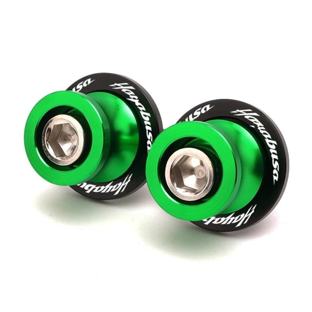 FJHEBIOUB Motorrad Schwinge Sliders Spulen Für GSX1300R GSX 1300R Hayabusa 1999-2023 8MM CNC Schwinge Spool Slider Stand Schraube Motorrad Zubehör(Green) von FJHEBIOUB