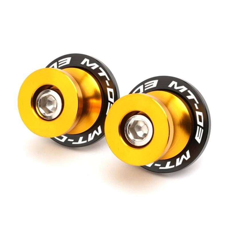 FJHEBIOUB Motorrad Schwinge Sliders Spulen Für MT03 MT09 MT10 MT 03 09 10 Mt03 Mt09 Mt10 Motorradzubehör Schwingenspulen Schieber Ständerschrauben(Gold 1) von FJHEBIOUB