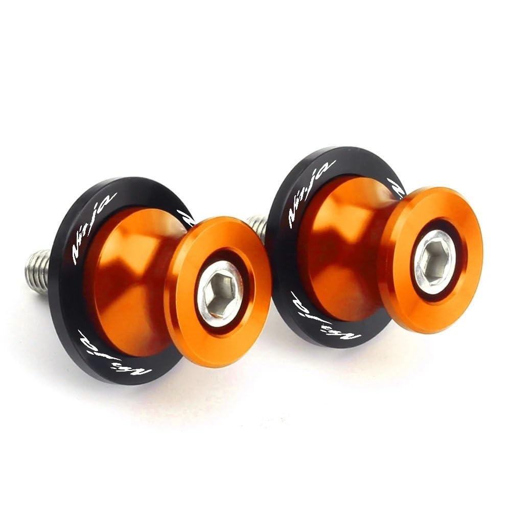 FJHEBIOUB Motorrad Schwinge Sliders Spulen Für Ninja 250 250Sl 2300 400 650 1000Sx Zx6r Zx10r Moto Zubehör Schwinge Spulen Sliders Stand Schrauben(10MM Orange) von FJHEBIOUB