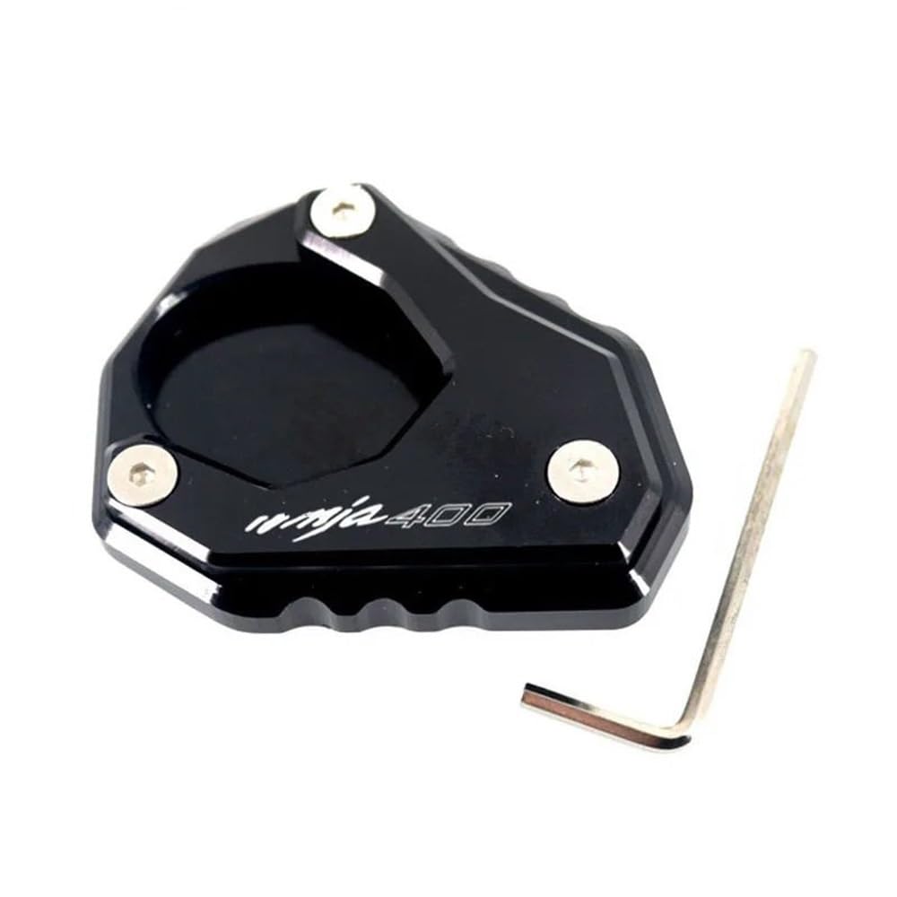 FJHEBIOUB Motorrad-Seitenständerpolster Für Ka&wa&sa&ki NINJA400 Ninja 400 Z400 2018-2023 Motorrad CNC Kickstand Fuß Seitenständer Verlängerung Stützplatte Pad(A-Black) von FJHEBIOUB