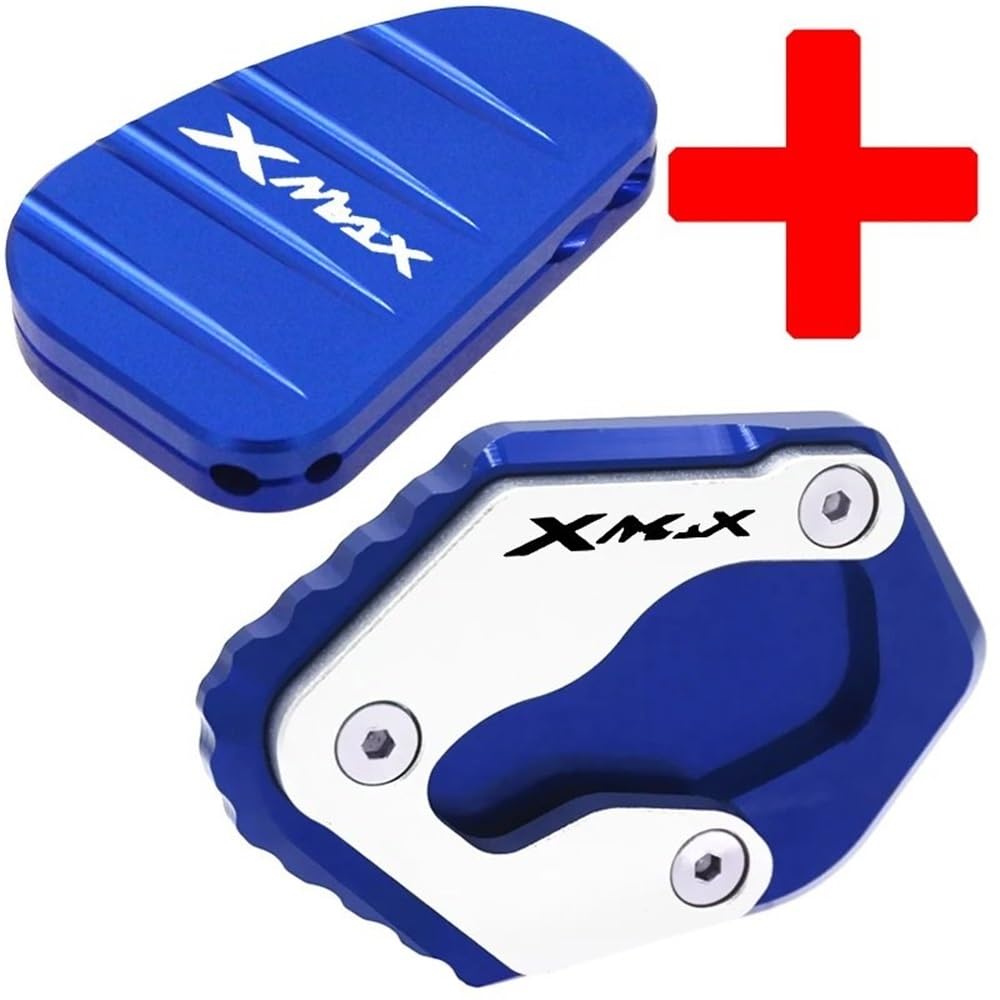 FJHEBIOUB Motorrad-Seitenständerpolster Für Y&AMAHA Xmax X-MAX 250 300 XMAX300 Motorrad Zubehör Seite Stehen Verlängerung Enlarger Pad(A B Blue) von FJHEBIOUB