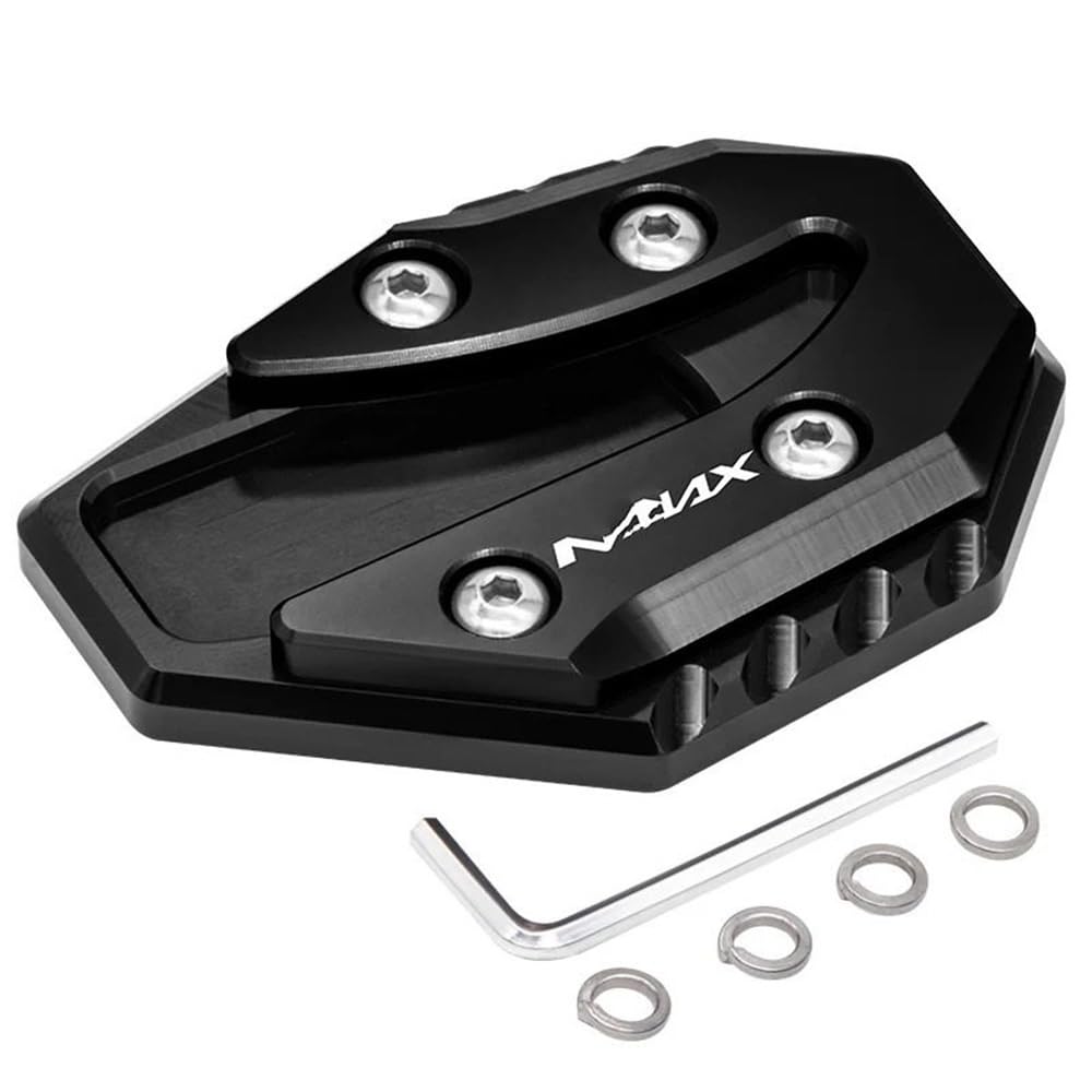 FJHEBIOUB Motorrad-Ständer-Verlängerungsauflage Für Y&AMAHA NMAX155 NMAX125 N-MAX155 NMAX N-MAX 155 125 2015-2021 Motorrad CNC Seitenständer Ständer Erweiterung Enlarger Pad(Black) von FJHEBIOUB