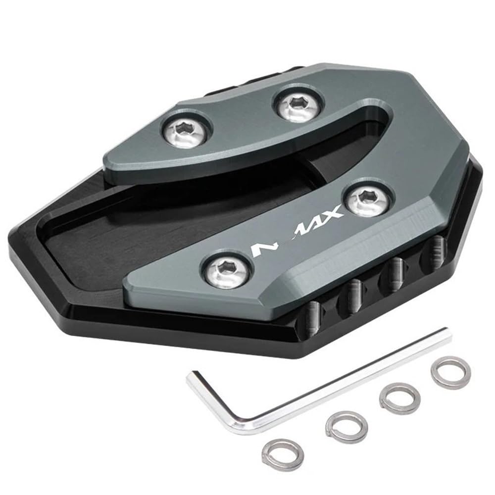 FJHEBIOUB Motorrad-Ständer-Verlängerungsauflage Für Y&AMAHA NMAX155 NMAX125 N-MAX155 NMAX N-MAX 155 125 2015-2021 Motorrad CNC Seitenständer Ständer Erweiterung Enlarger Pad(Titanium) von FJHEBIOUB