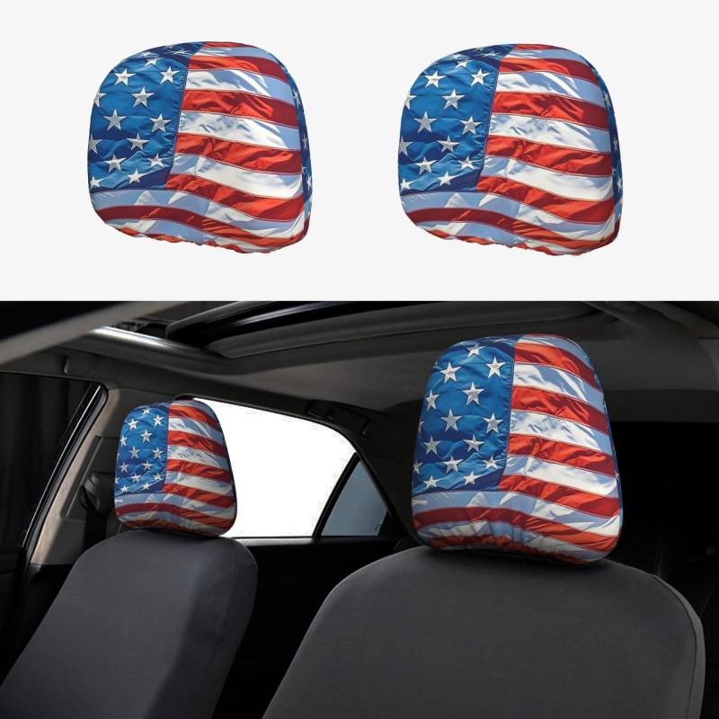 Auto-Kopfstützenbezug, 2 Stück, Kopfstützenbezüge, amerikanische Flagge, Kopfstützenbezüge für Autositze, personalisierte Kopfstützenbezüge für Autositze, universeller Kopfstützenbezug für LKW, SUV, d von FJQWKLF