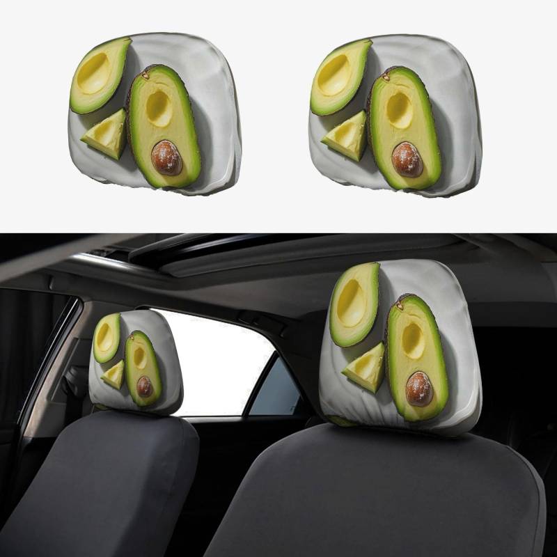 Auto-Kopfstützenbezug, 2 Stück, Kopfstützenbezüge, halbgeschnittene Avocadostücke, Kopfstützenbezüge für Autositze, personalisierte Kopfstützenbezüge für Autositze, universeller Kopfstützenbezug für L von FJQWKLF