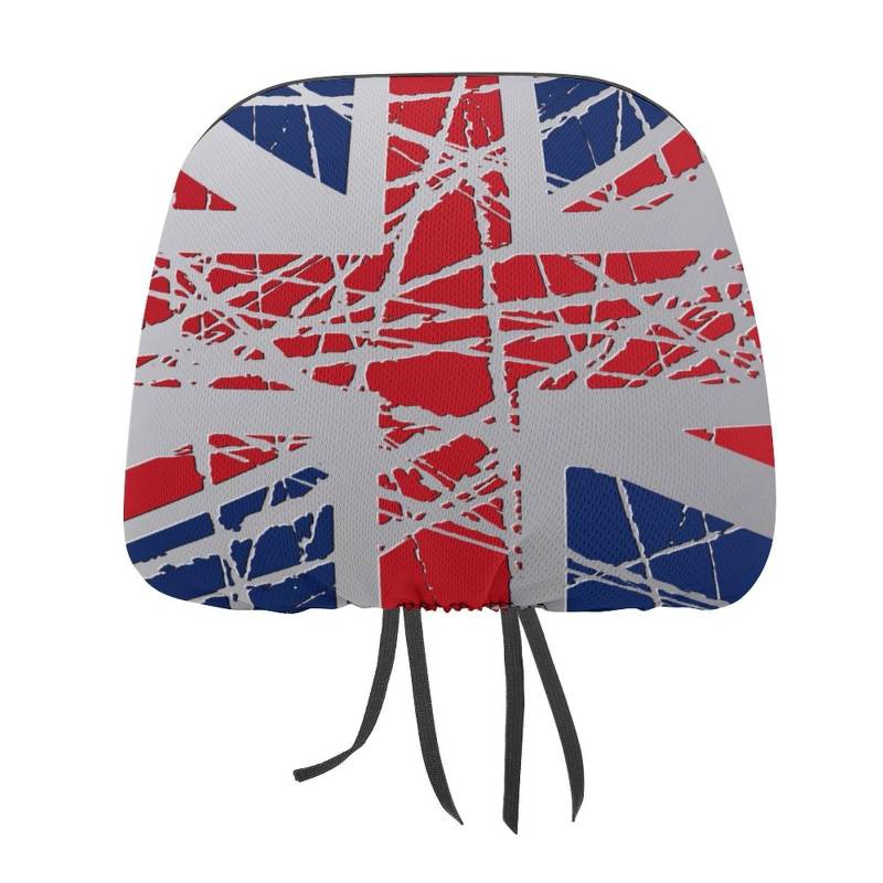 FJQWKLF Abgenutzte britische Flagge, 3D-Kopfstützenbezüge fürs Auto, neuartiger Aufdruck, universelle dekorative Bezüge, 2er-Pack Kopfstützenbezüge von FJQWKLF