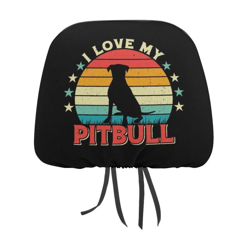 FJQWKLF Kopfstützenbezüge fürs Auto mit Pitbull-Muster, neuartiger Aufdruck, universelle dekorative Bezüge, 2er-Pack Kopfstützenbezüge von FJQWKLF