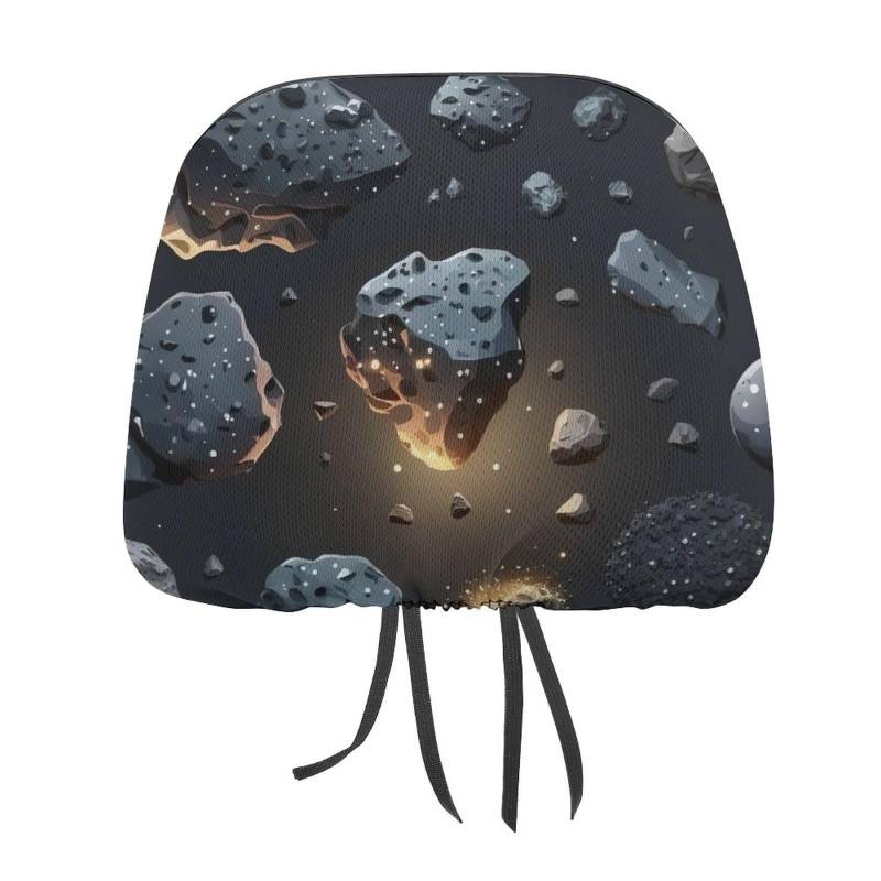 FJQWKLF Stone Meteor Space Boulder Auto-Kopfstützenbezüge, neuartiger Druck, universelle dekorative Bezüge, 2er-Pack Kopfstützenbezüge von FJQWKLF