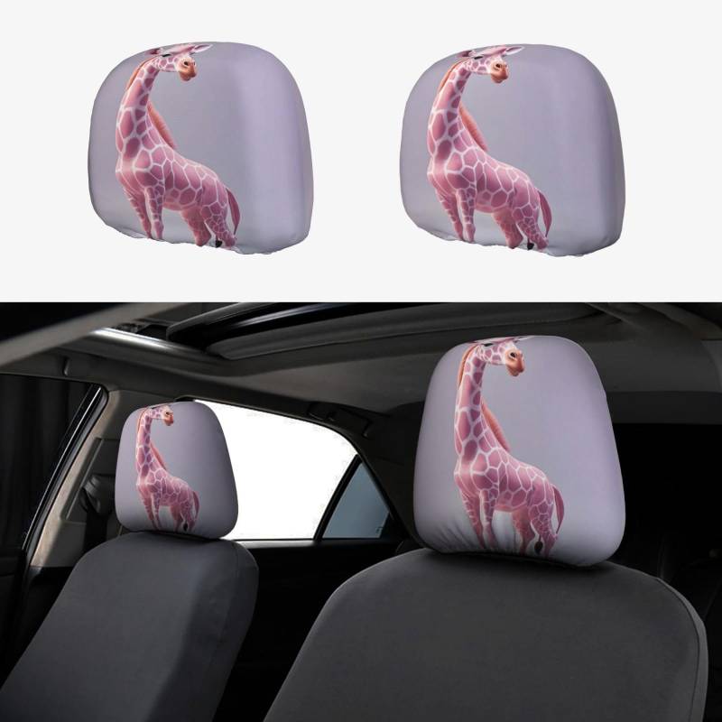 Kopfstützenbezug fürs Auto, 2 Stück, Kopfstützenbezüge, rosa Giraffe, Kopfstützenbezüge für Autositze, personalisierte Kopfstützenbezüge für Autositze, universeller Kopfstützenbezug für LKW, SUV, die von FJQWKLF