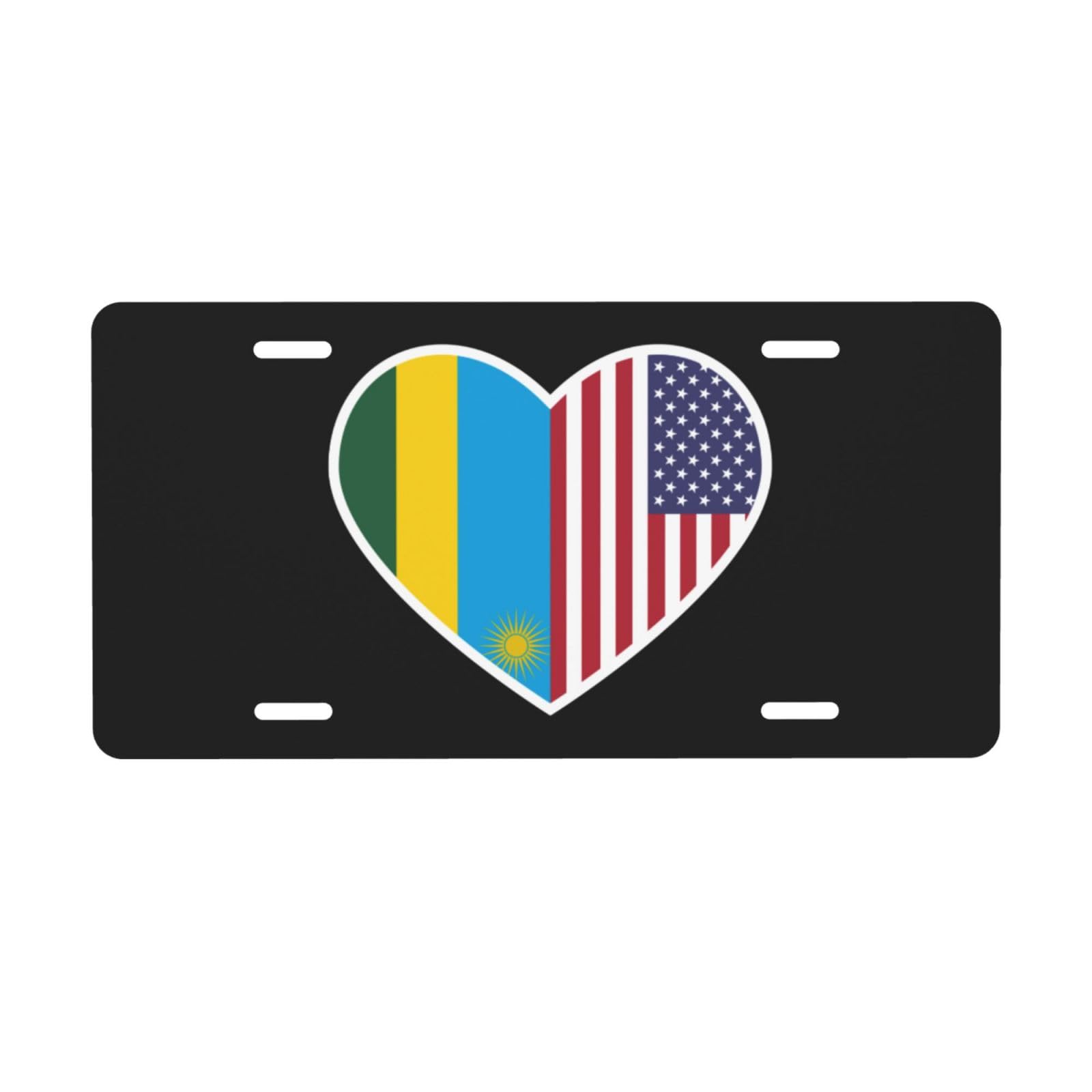 Nummernschild „I Love America and Rwanda für die Vorderseite des Autos, Nummernschilder, 6 x 12 Zoll, Metall-Autoschilder, Etikett, Vanity-Neuheit, Auto-Dekor-Etikett von FJQWKLF