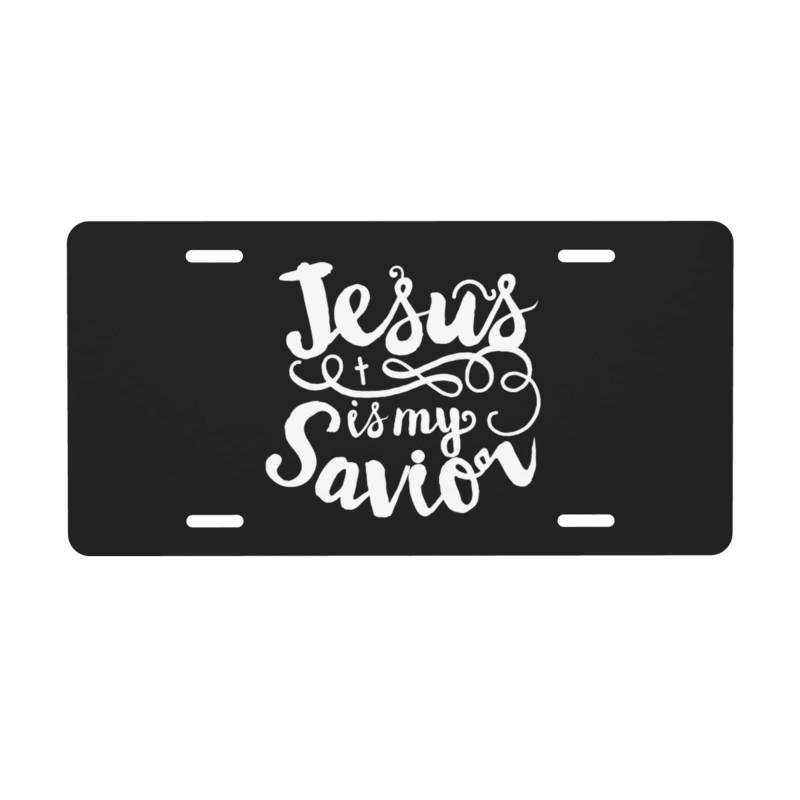 Nummernschild „Jesus ist Mein Retter, 15,2 x 30,5 cm, Autoschild zur Dekoration vorne aus Aluminiummetall für Auto, LKW oder SUV von FJQWKLF