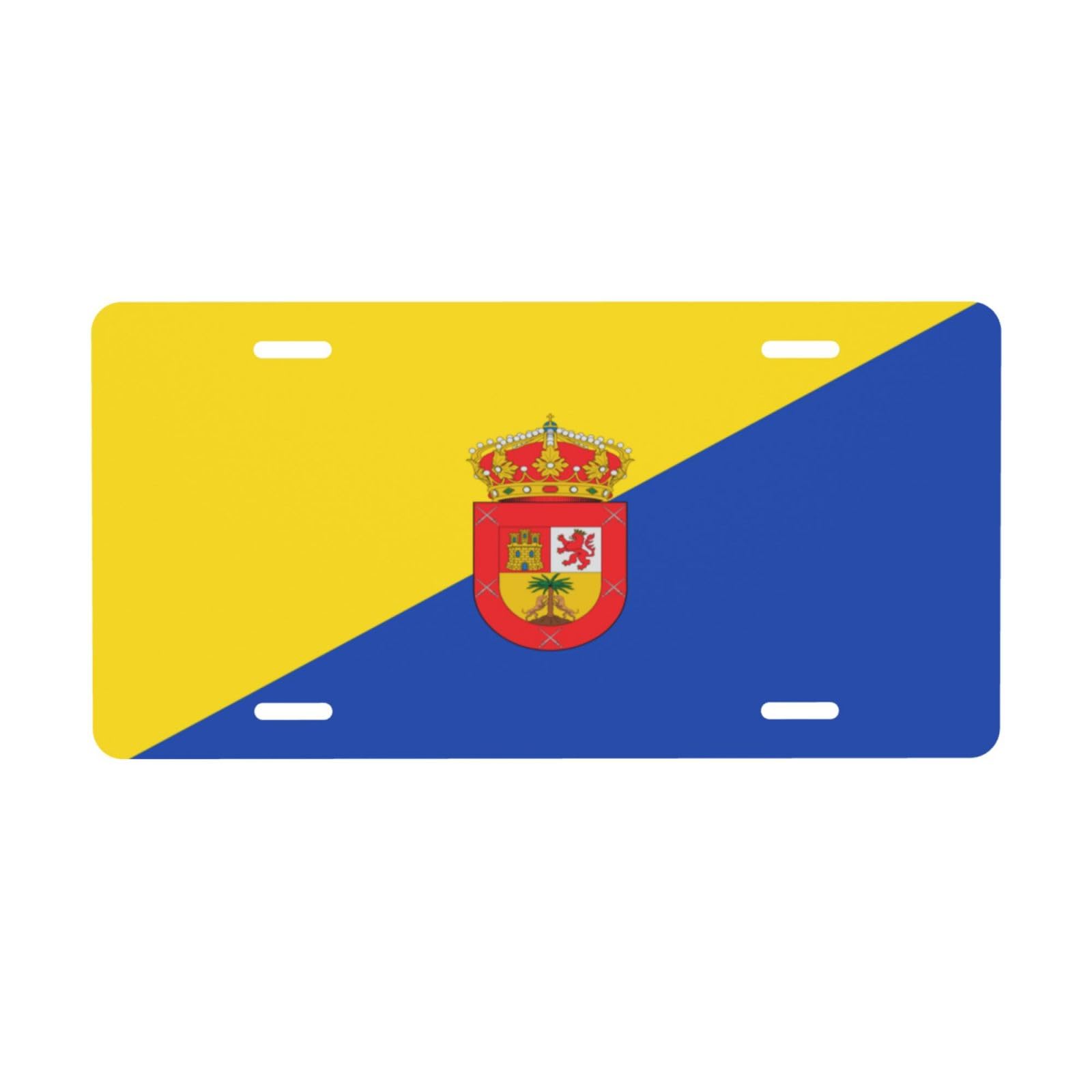 Nummernschild mit der Flagge von Gran Canaria für die Vorderseite des Autos, Nummernschilder, 6 x 12 Zoll, Metall-Autoschilder, Etikett, Vanity-Neuheit, Auto-Dekor-Etikett von FJQWKLF