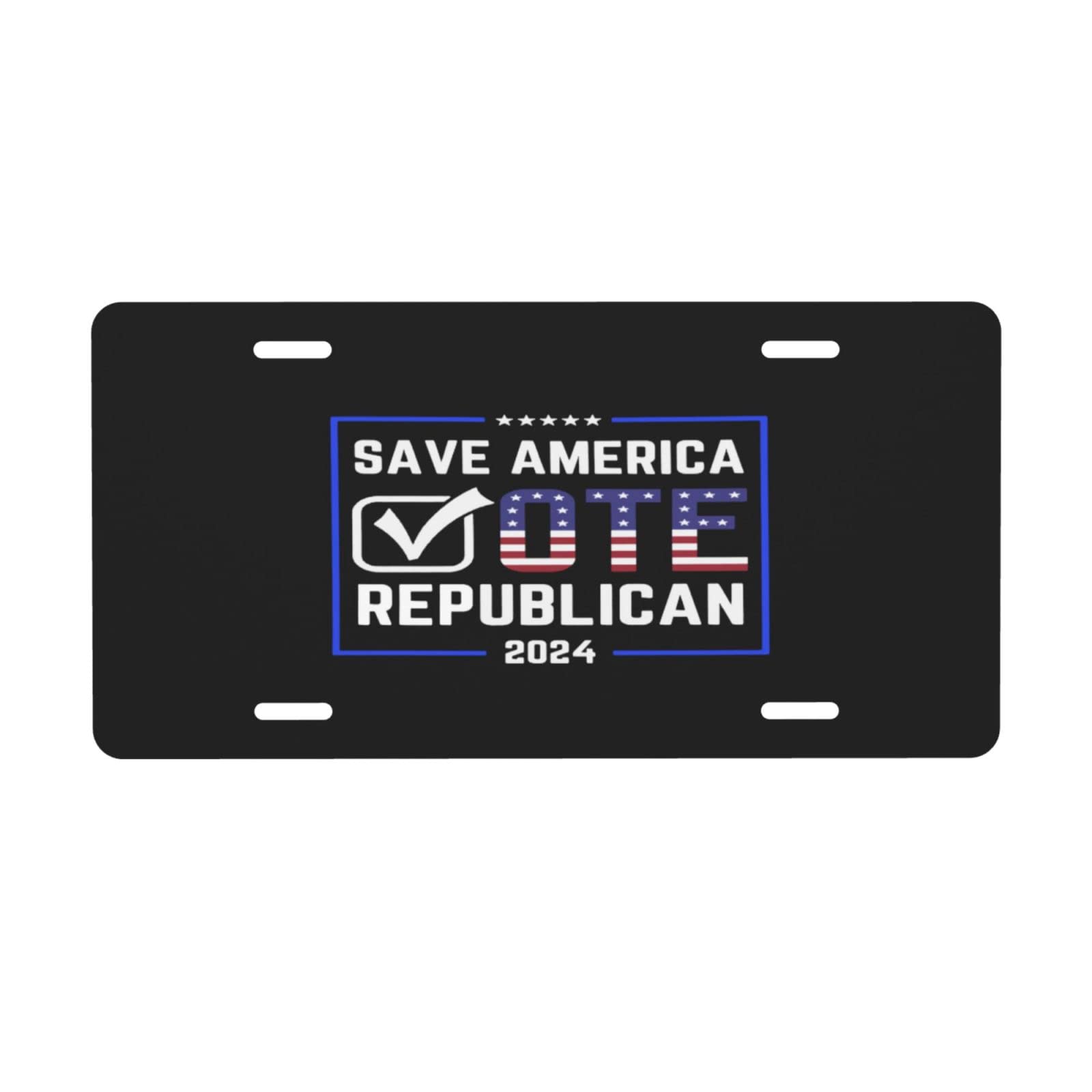 Save America Vote Republican Nummernschild 6" x 12" Vanity Autoschild zur Dekoration vorne aus Aluminiummetall für Auto, LKW oder SUV von FJQWKLF