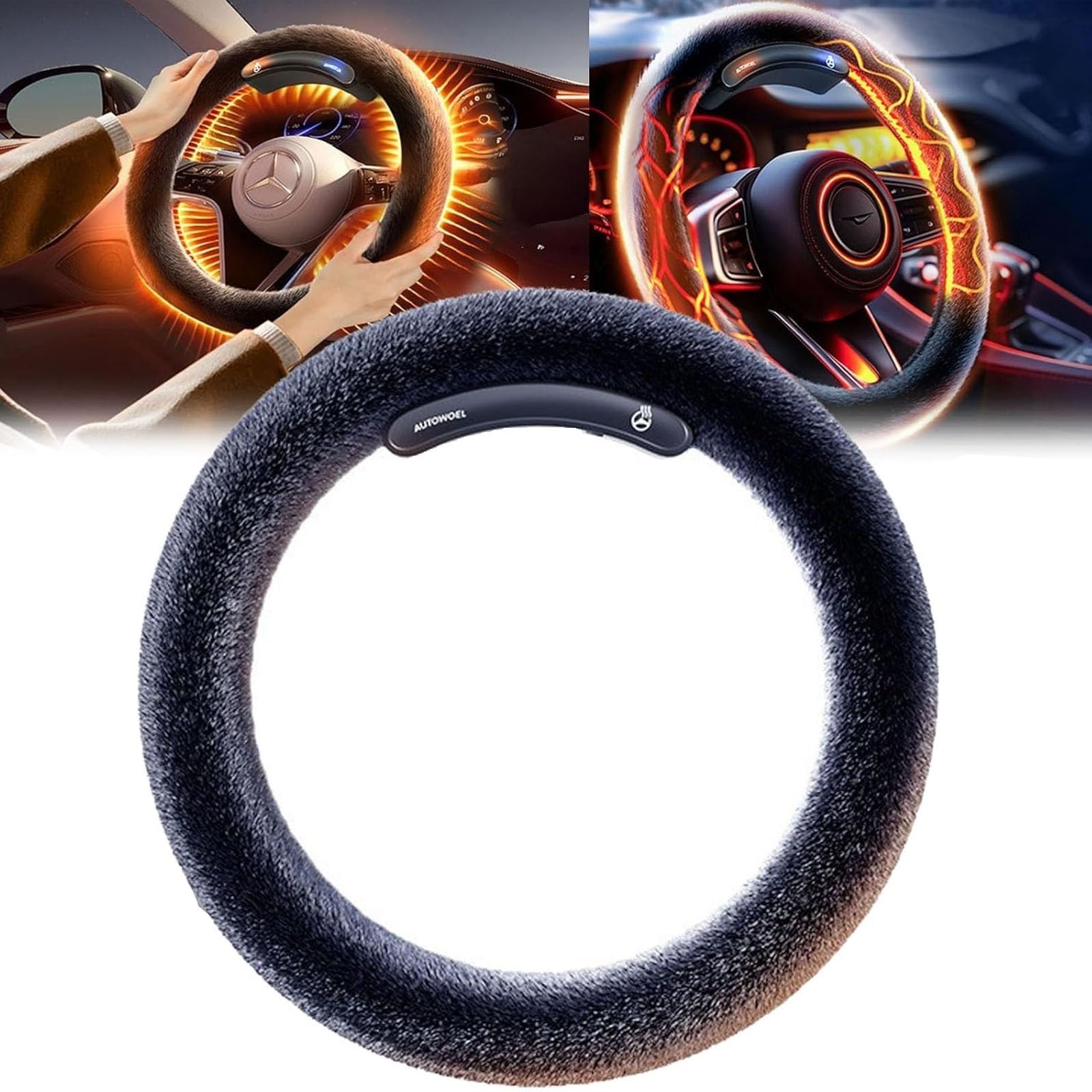 Heated Steering Wheel Cover Wireless Rechargeable, Car Steering Wheel Heated Cover, Vehicle Hand Warming Steering Wheel Protector, Anti-Slip Warm in Winter Universal Fit Steering Wheel Outer for Cars von FJZFXKZL