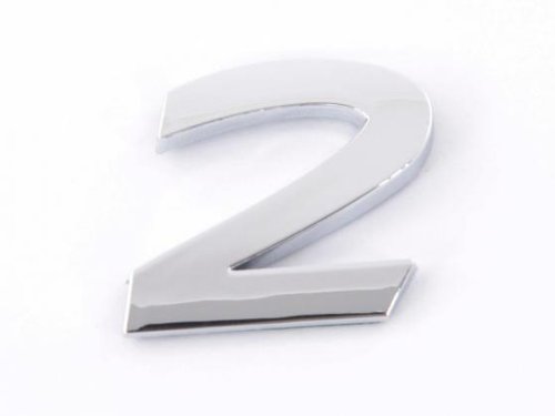 Chrom Aufkleber 3D Car Logo Klebezahl Chromzahl 2 ca. 26mm hoch von FK Automotive