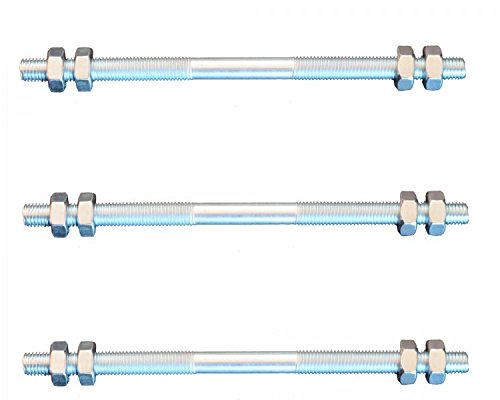 FKAnhängerteile 3 Stück Gewindestange M10 Rechts - Links Gewinde 160 mm + 12 Muttern von FKAnhängerteile